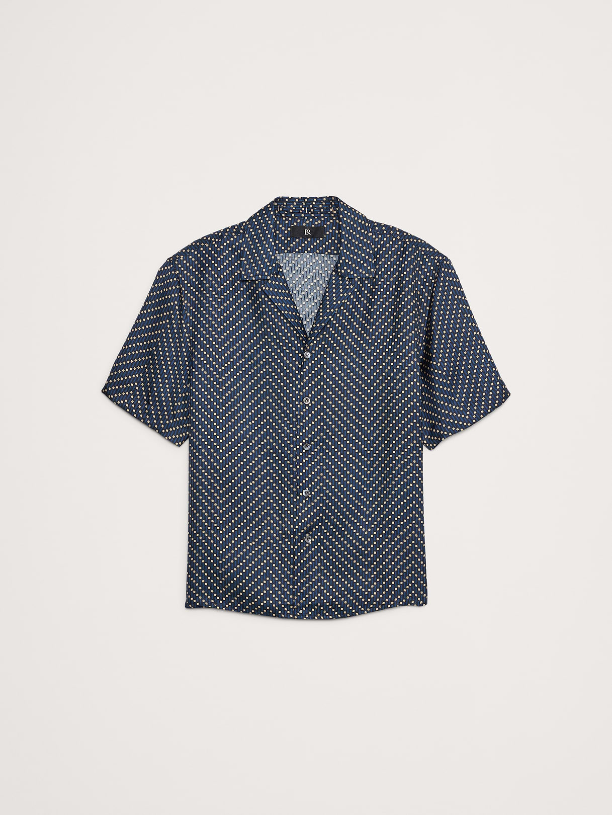 Standard-Fit Silk Resort Shirt - Blue Print