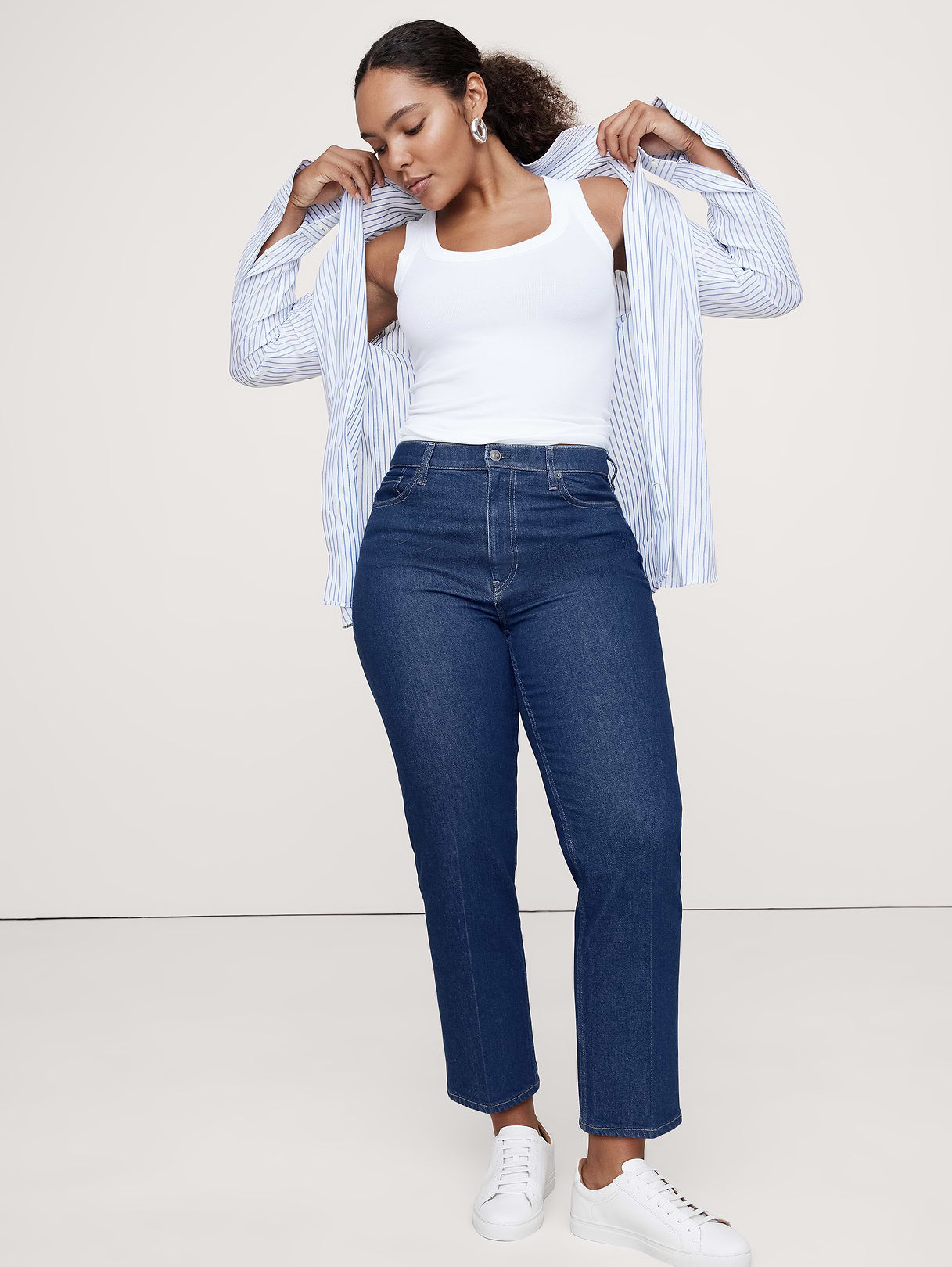 High-Rise Straight Jean - Medium-Dark Wash