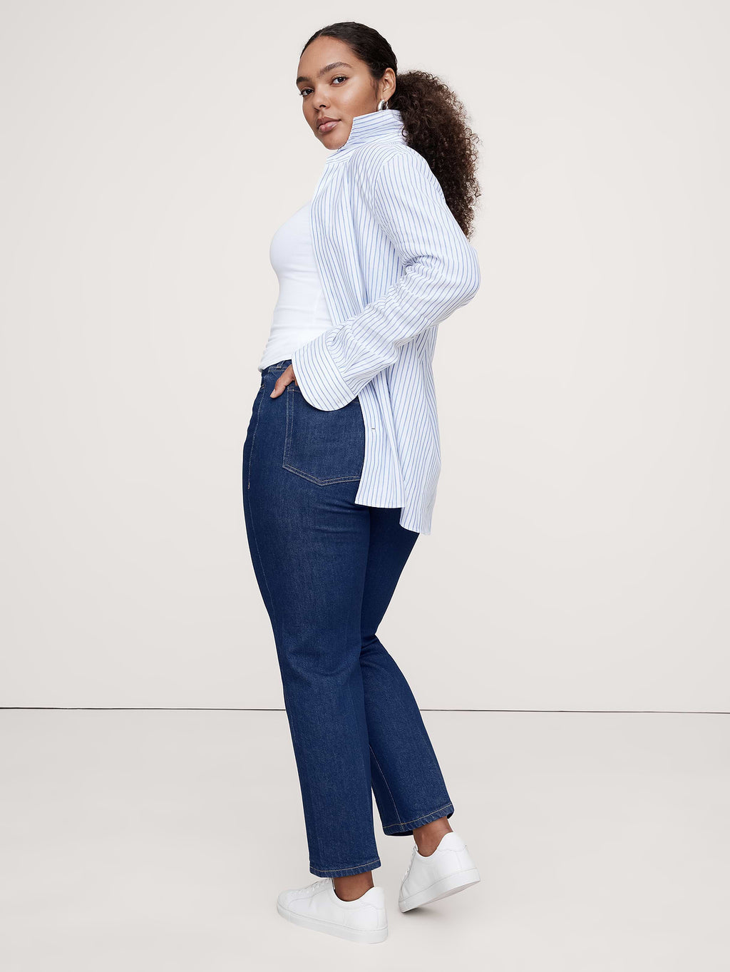 High-Rise Straight Jean - Medium-Dark Wash
