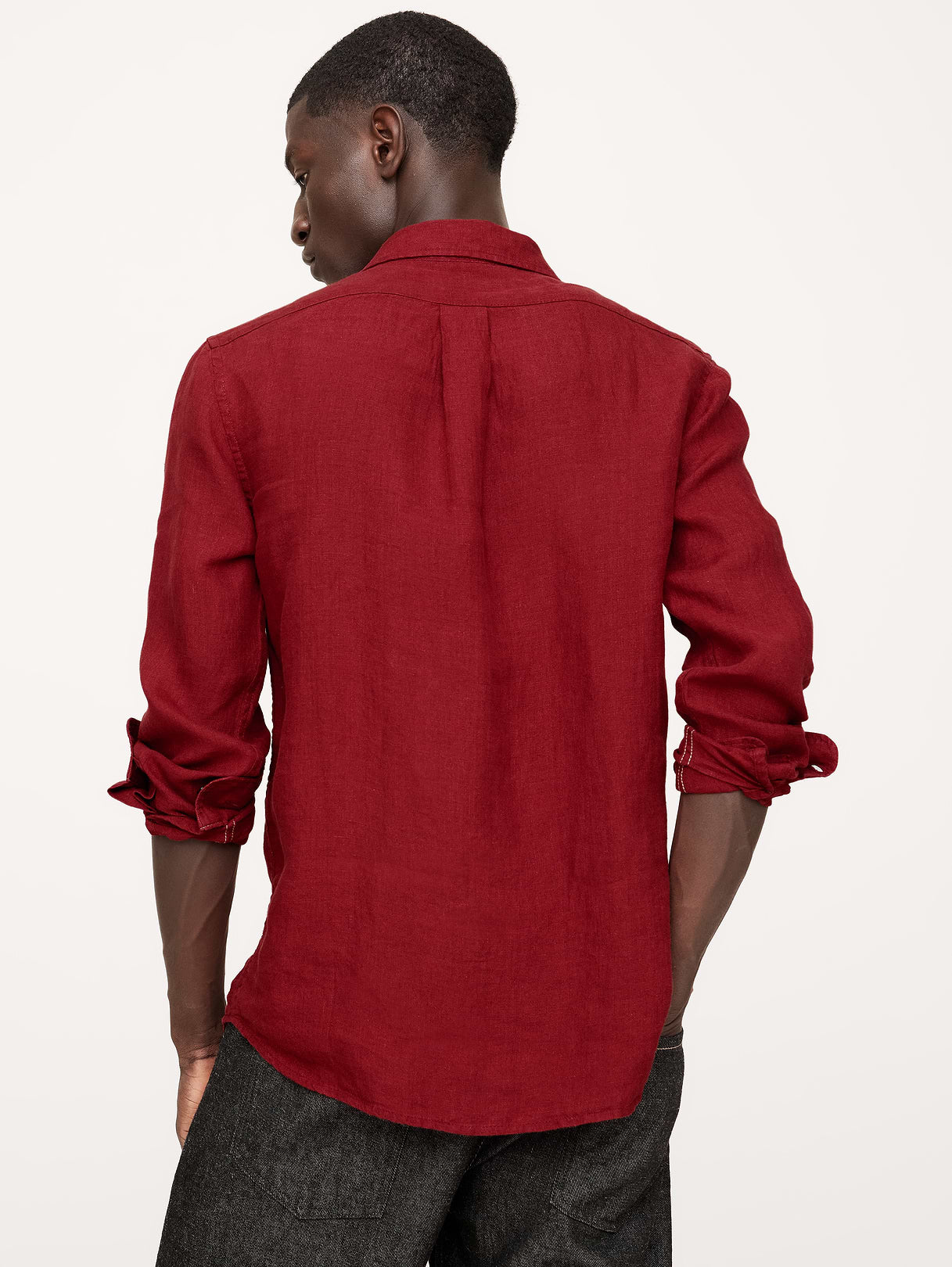 Slim-Fit Linen Shirt - Red Cherry Jam