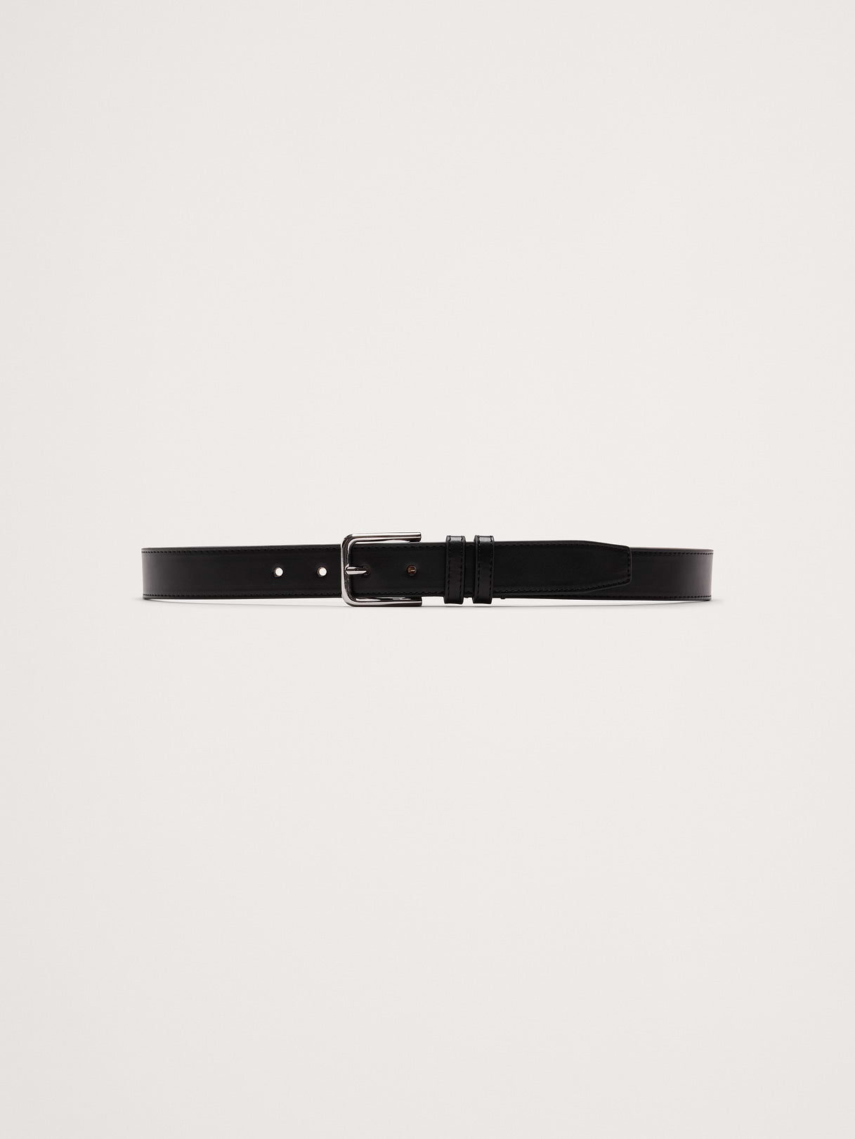 Topstitched Leather Belt - Black