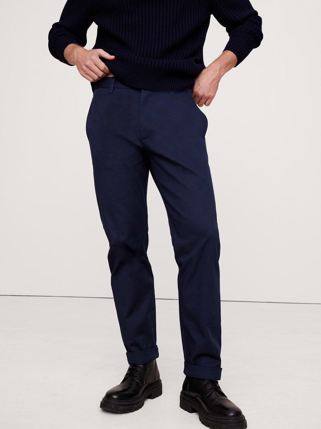 Straight Italian-Stretch Chino - Navy Blue
