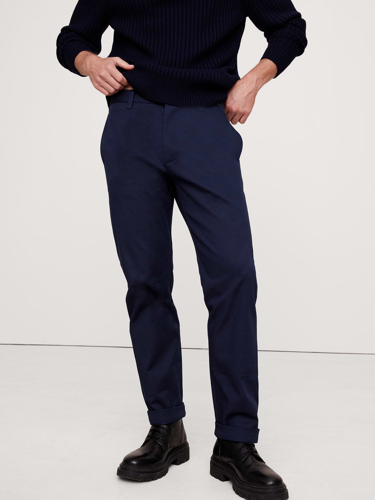 Straight Italian-Stretch Chino - Navy Blue