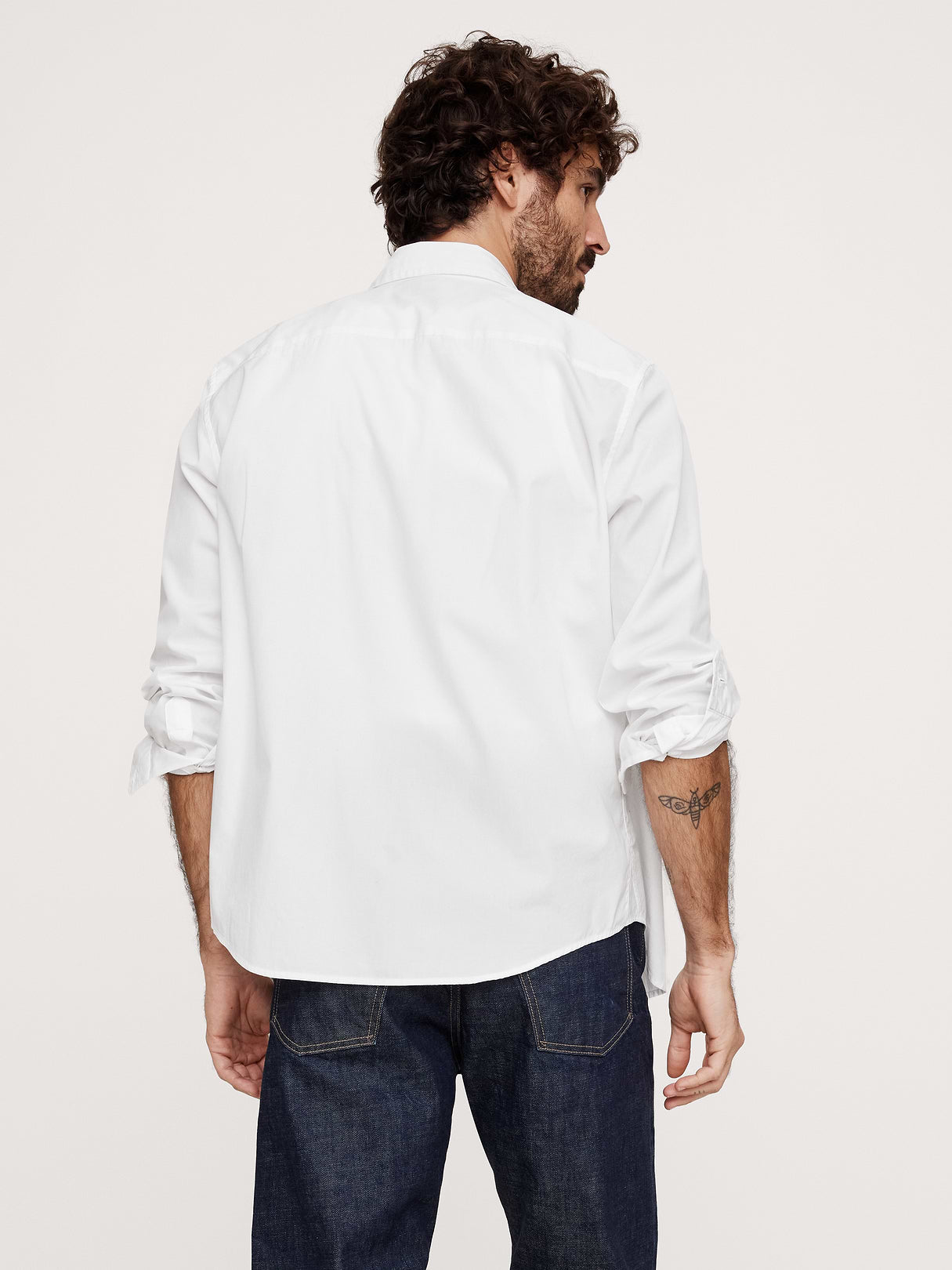 Standard-Fit Washed Cotton Poplin Shirt - White