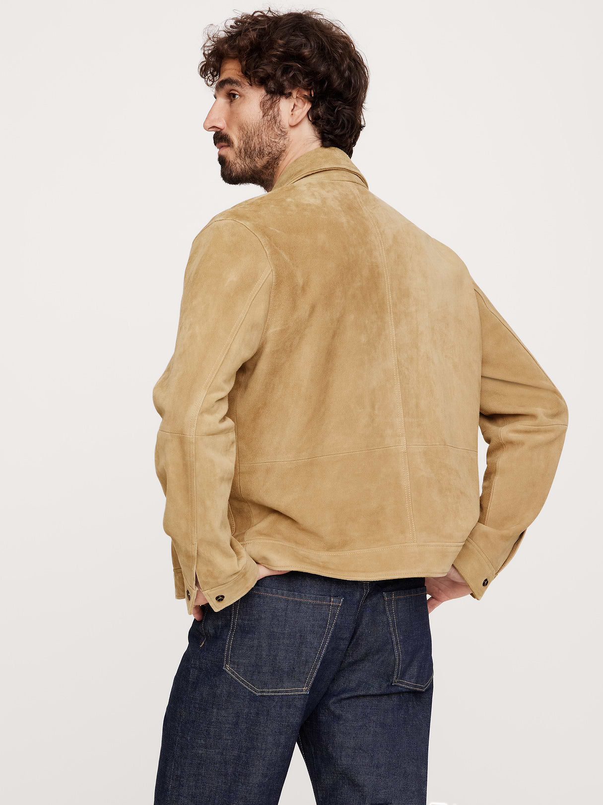 Suede Trucker Jacket - Caramel Brown