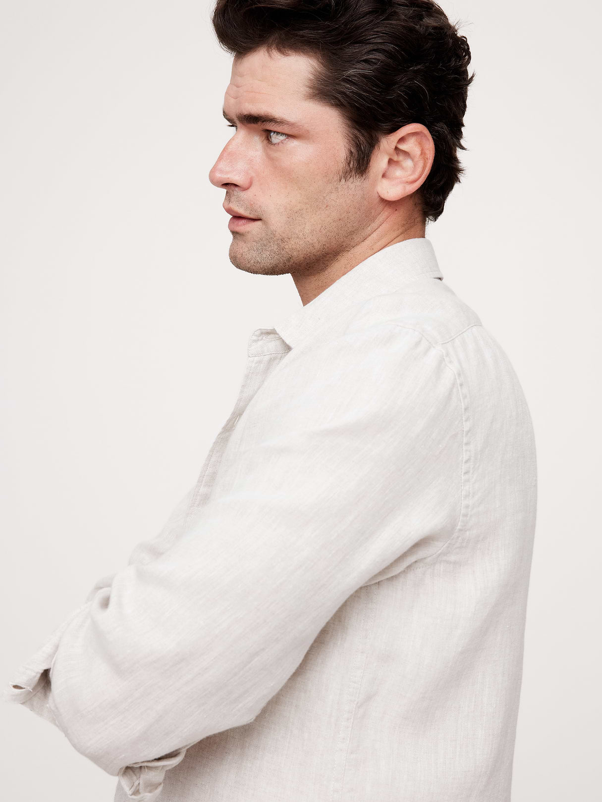 Slim-Fit Linen Shirt - Natural Beige
