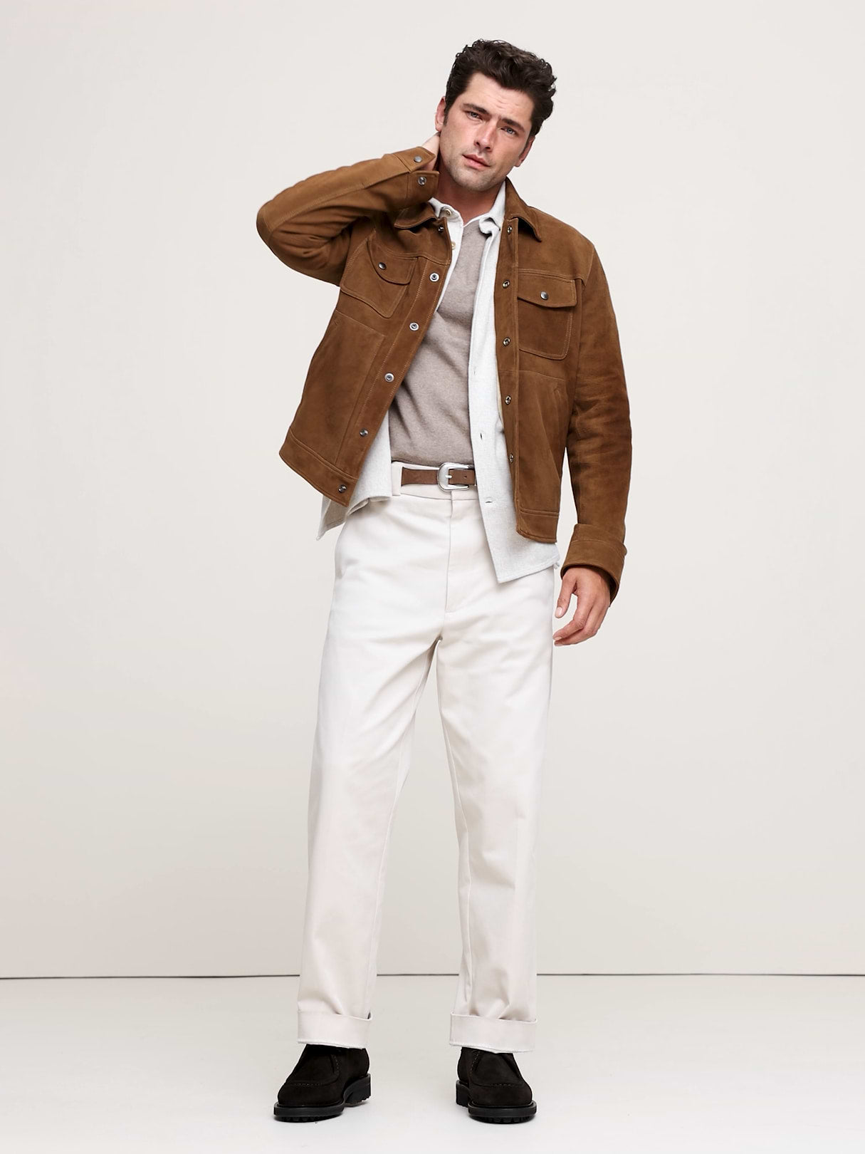 Suede Trucker Jacket - Dark Brown