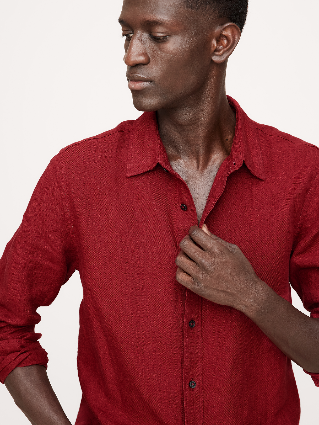 Slim-Fit Linen Shirt - Red Cherry Jam