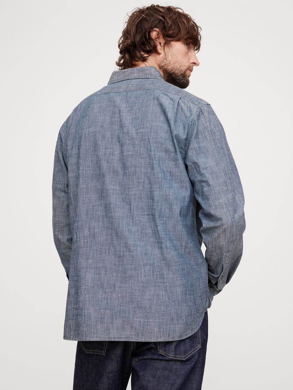 Standard-Fit Chambray Shirt - Medium Blue