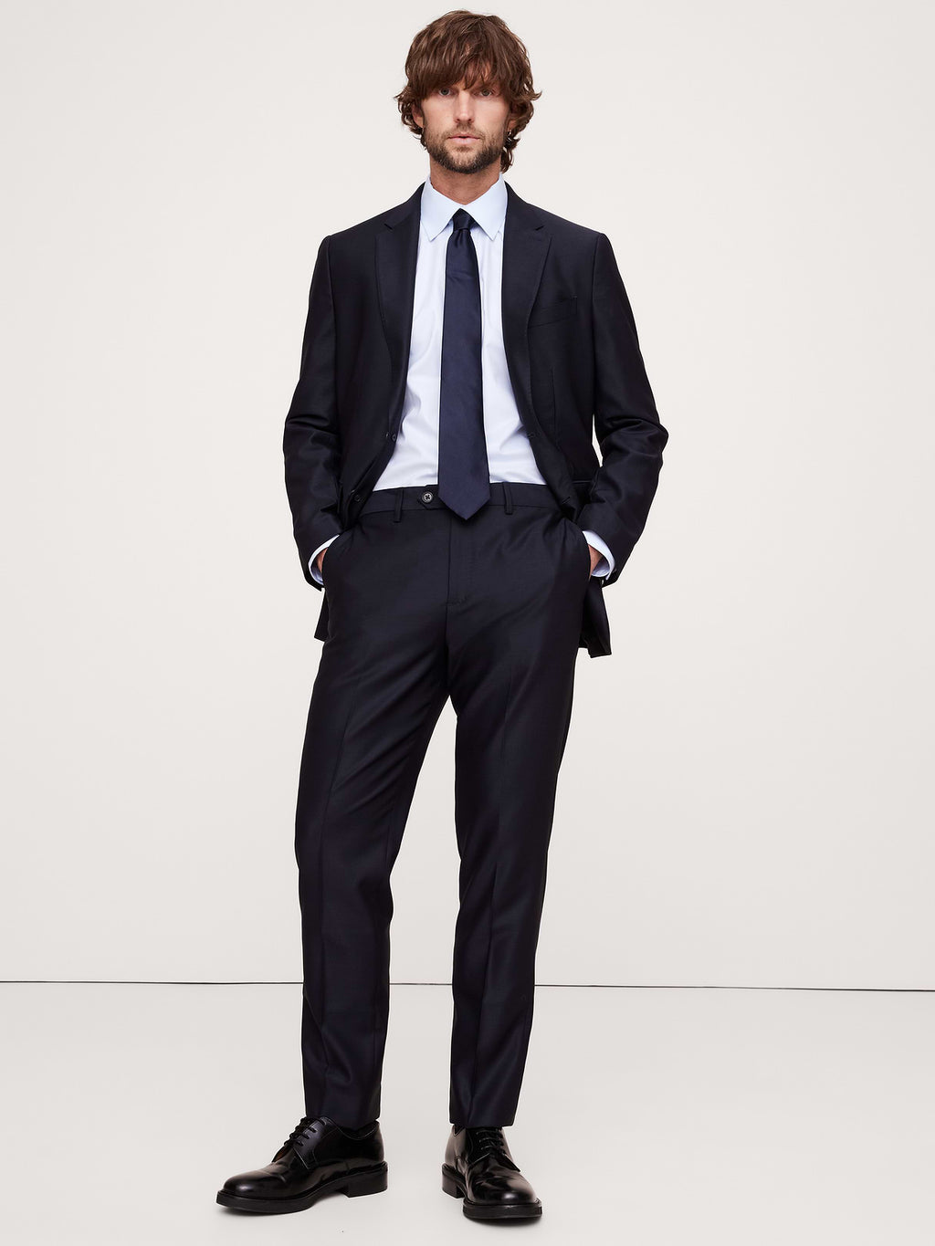 Signature Italian Hopsack Suit Pant - Navy Blue