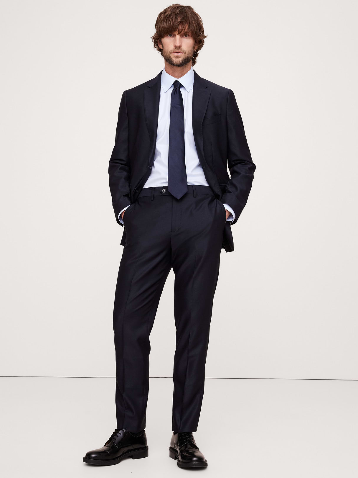 Signature Italian Hopsack Suit Pant - Navy Blue
