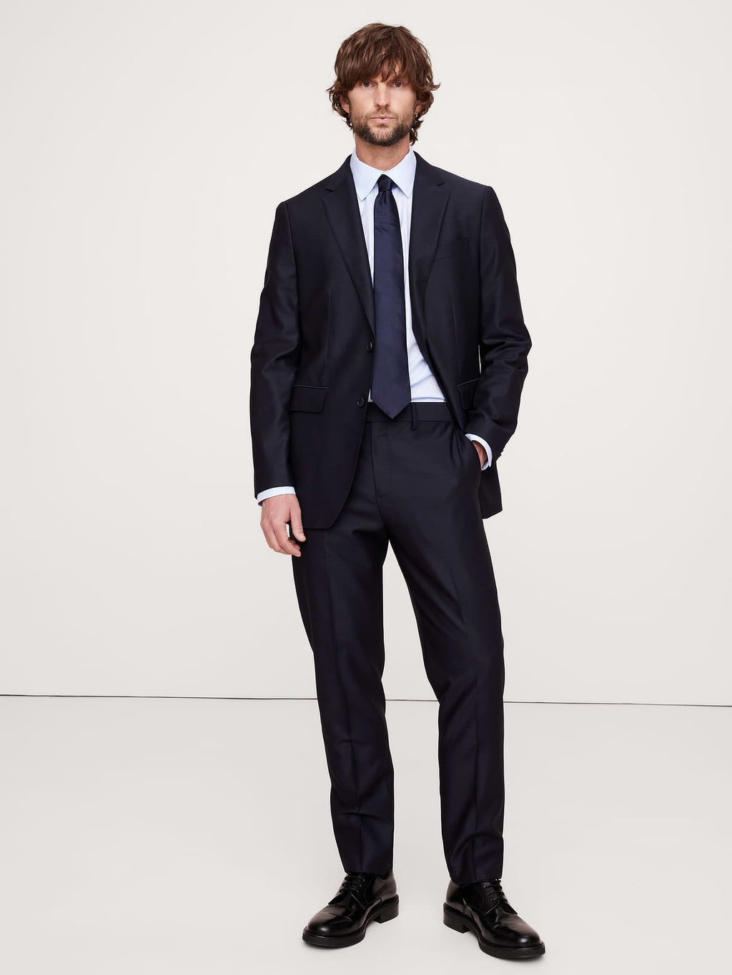 Signature Italian Hopsack Suit Pant - Navy Blue