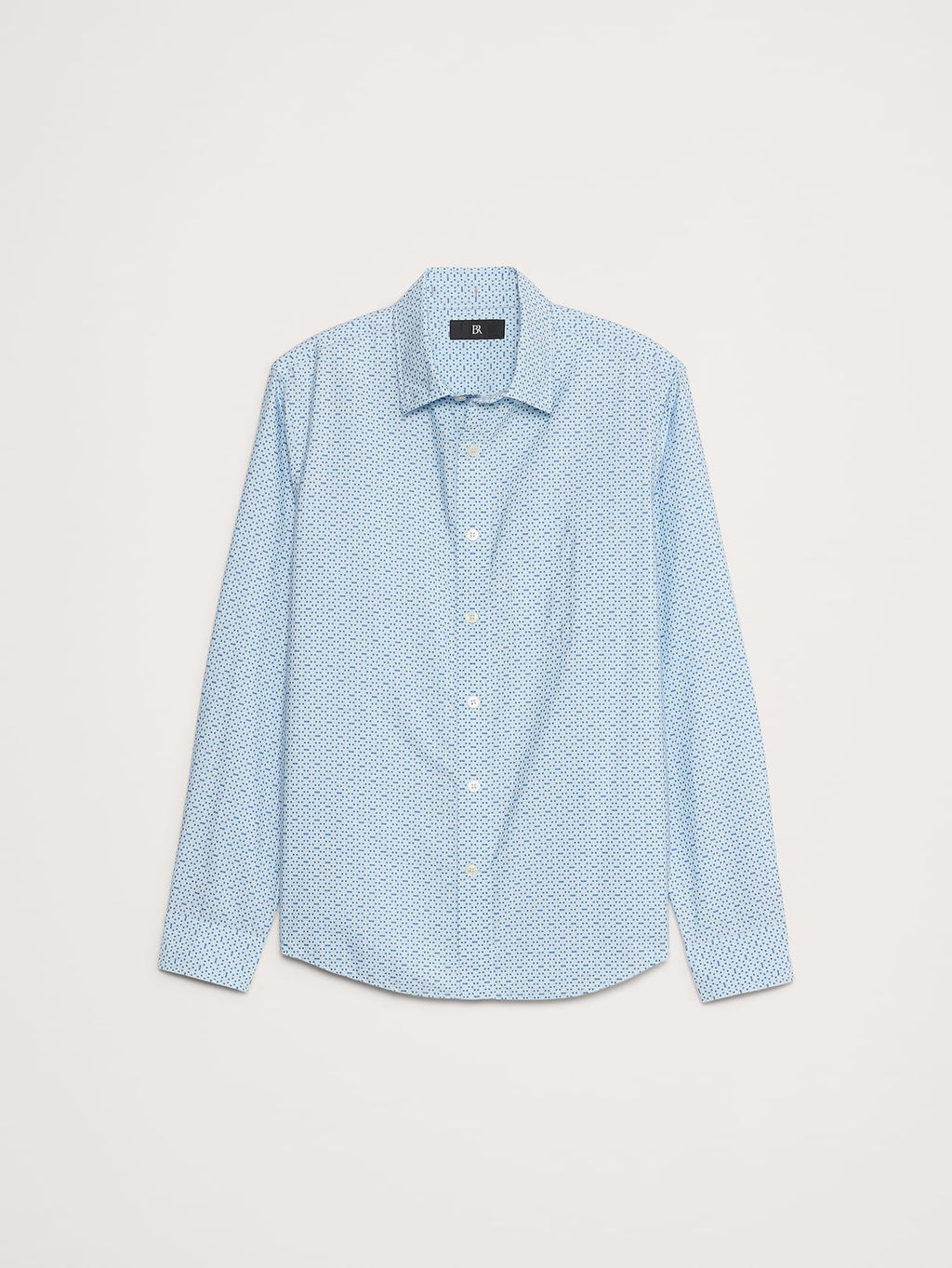 Standard-Fit Washed Cotton Poplin Shirt - Blue Mini Geo