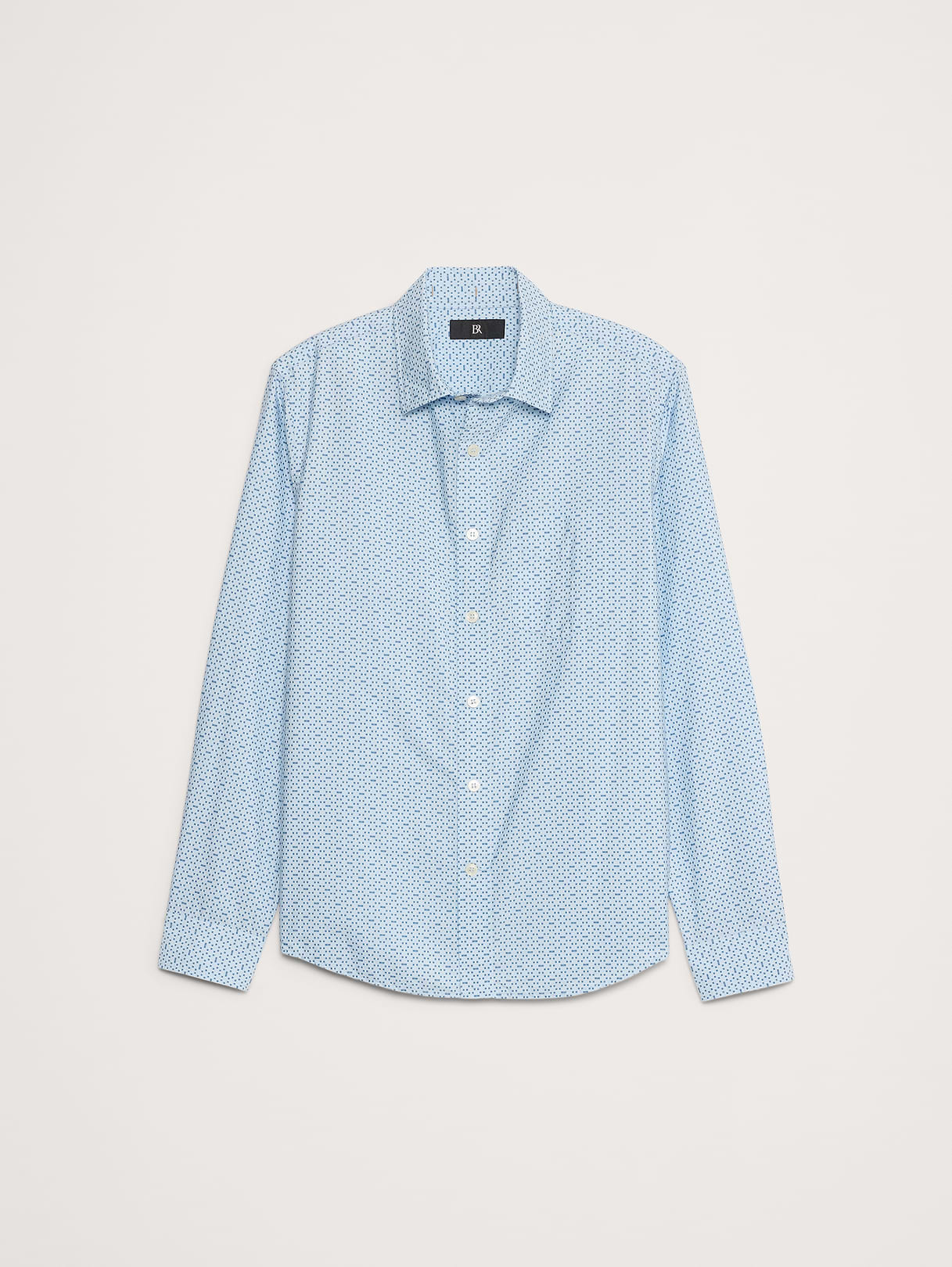 Standard-Fit Washed Cotton Poplin Shirt - Blue Mini Geo