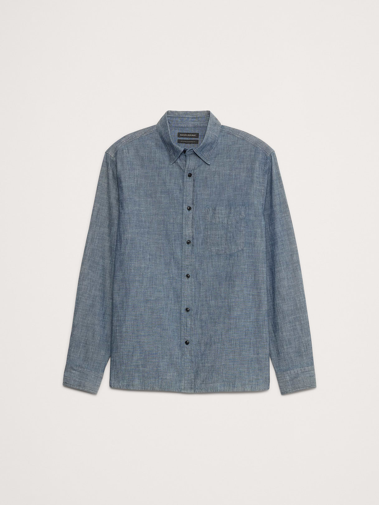 Standard-Fit Chambray Shirt - Medium Blue