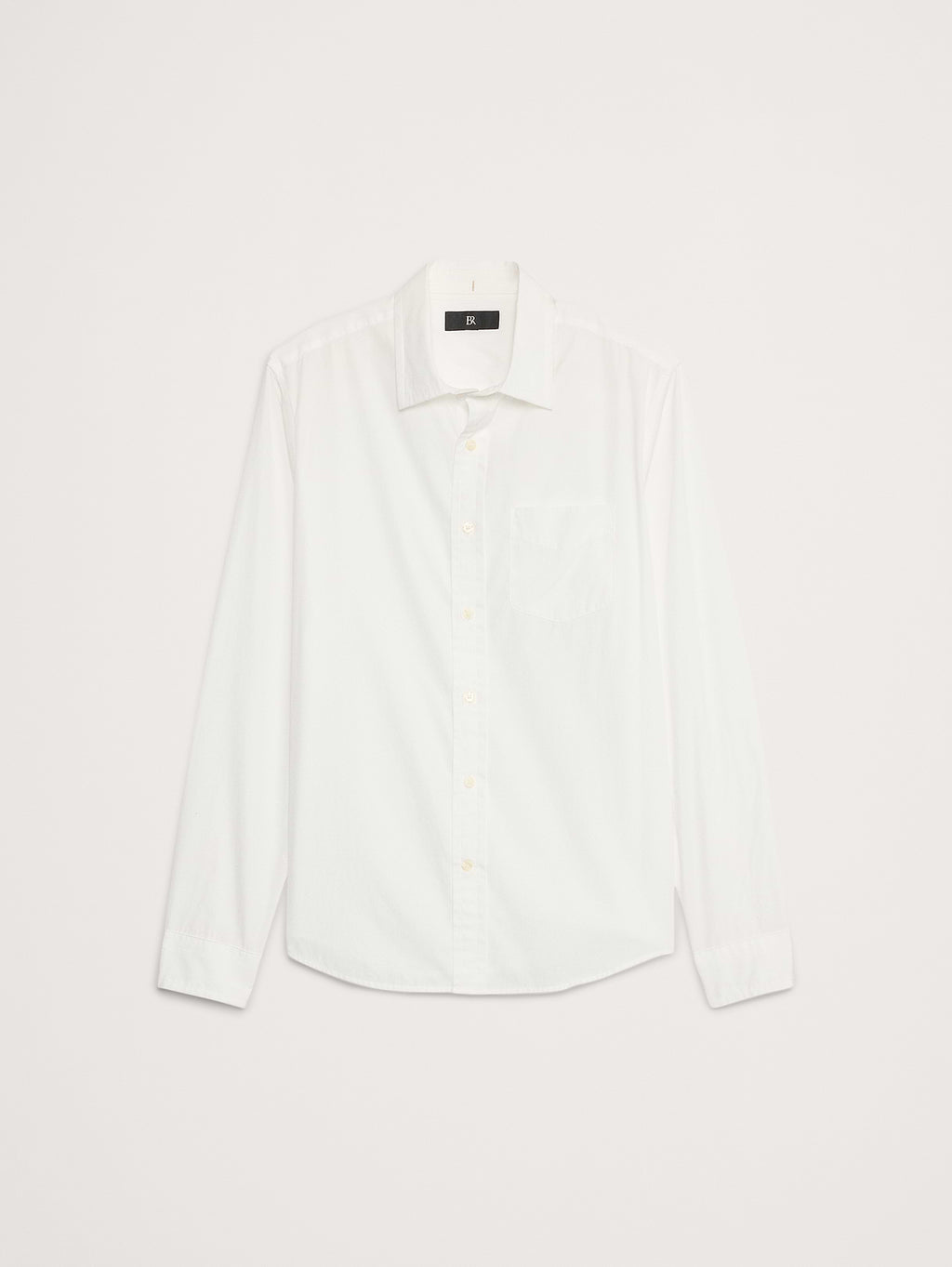 Standard-Fit Washed Cotton Poplin Shirt - White