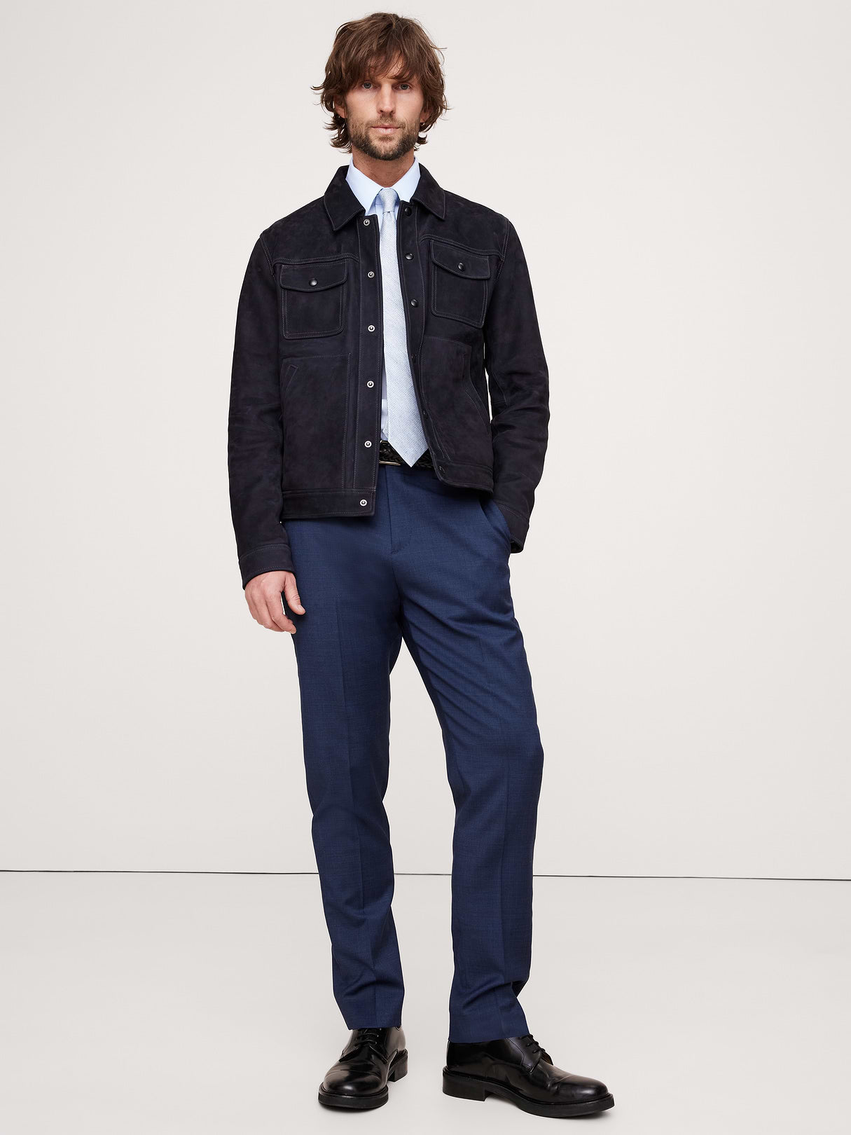 Signature Italian Nailhead Suit Pant - Blue
