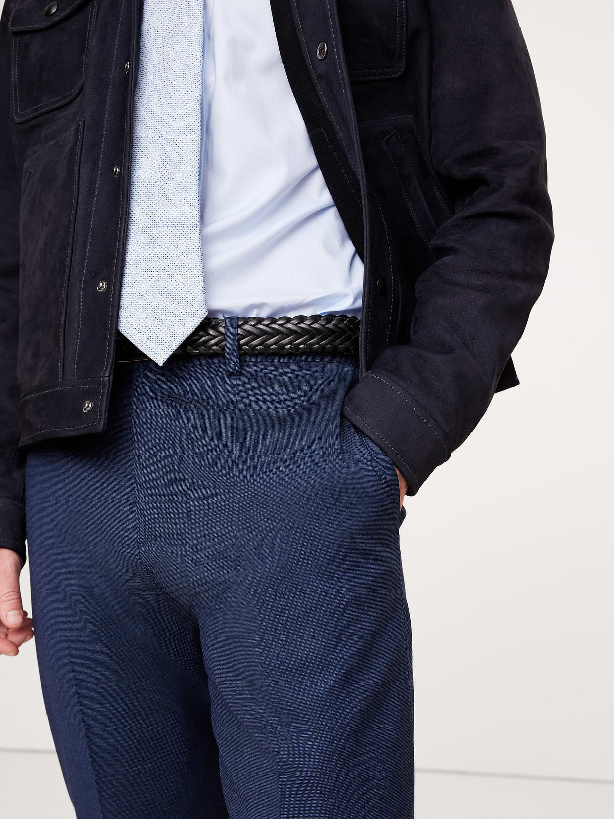 Signature Italian Nailhead Suit Pant - Blue
