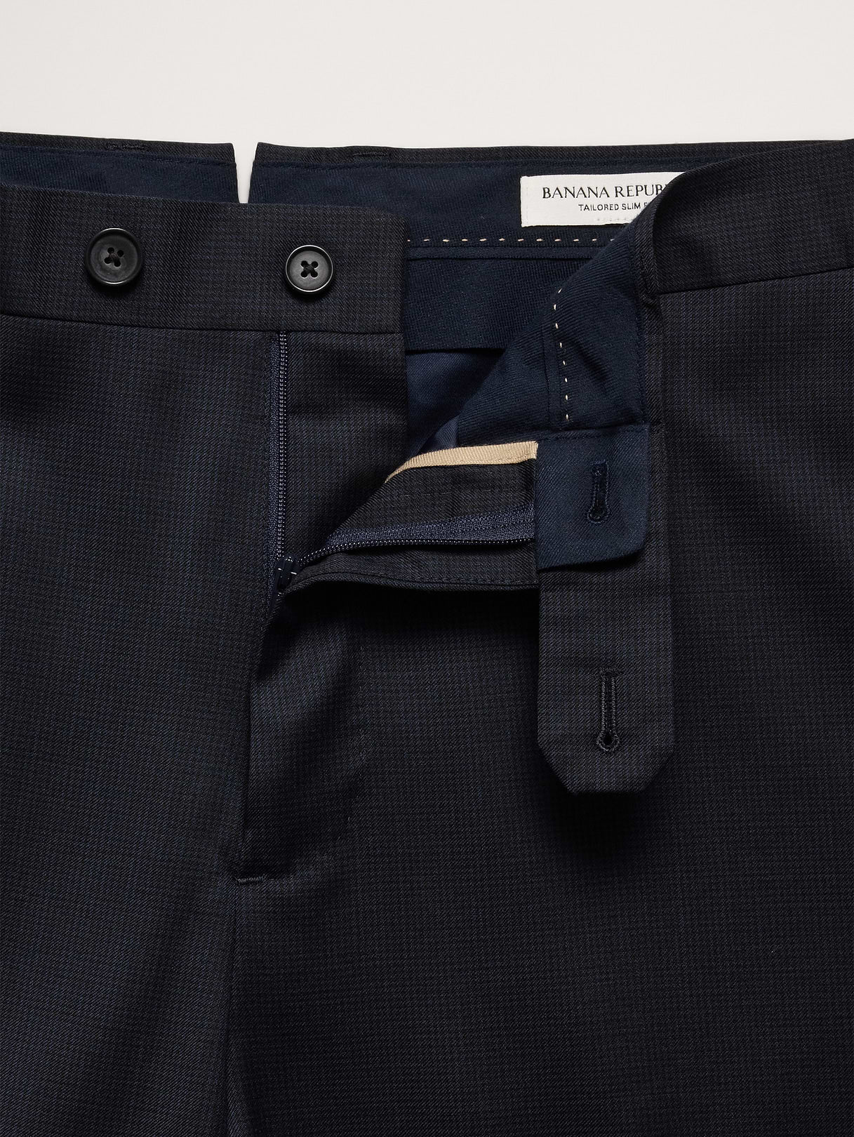 Signature Italian Houndstooth Suit Pant - Navy Blue