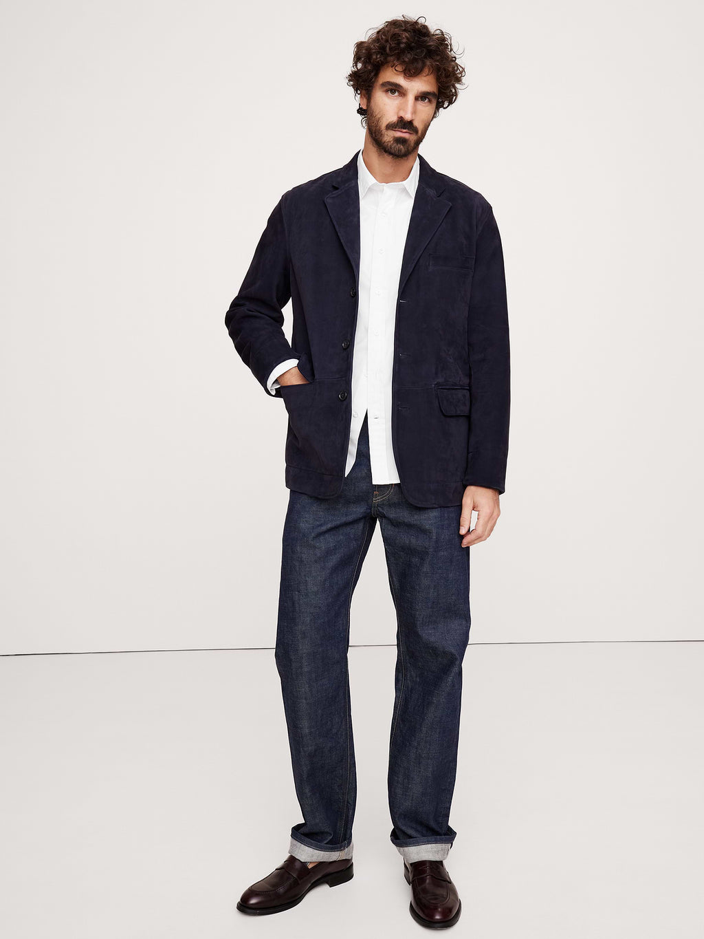 Standard-Fit Washed Cotton Poplin Shirt - White