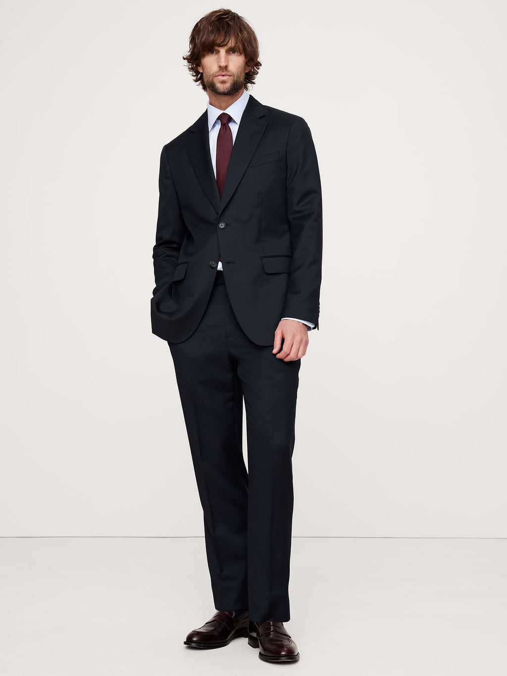 Signature Italian Houndstooth Suit Jacket - Navy Blue