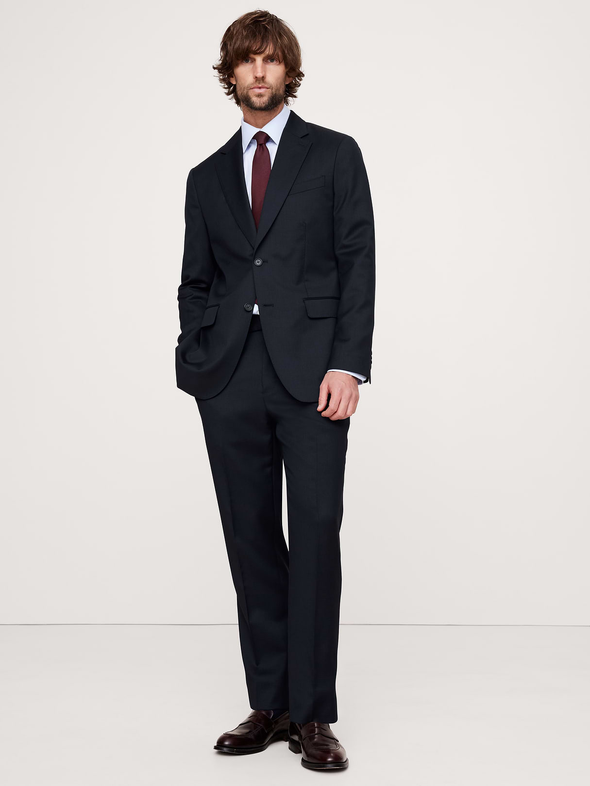 Signature Italian Houndstooth Suit Jacket - Navy Blue