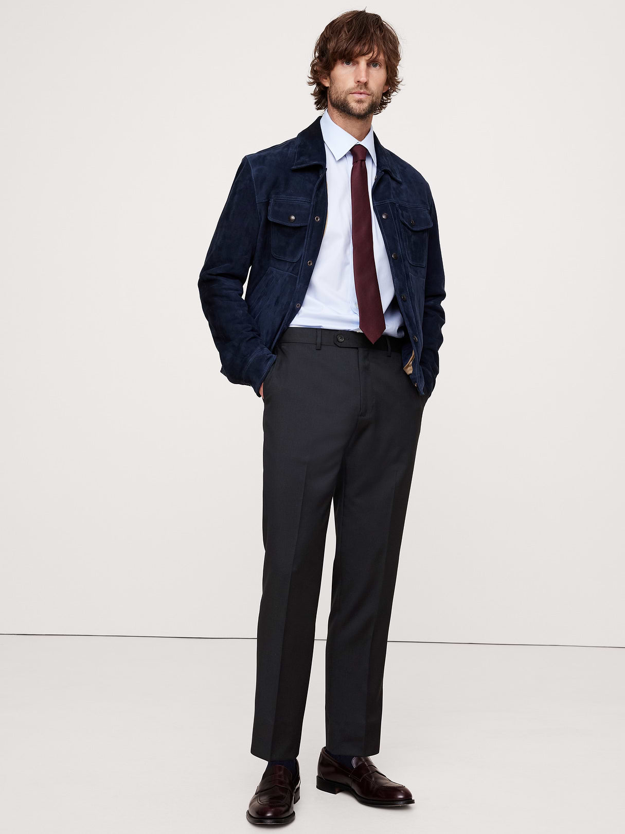 Signature Italian Houndstooth Suit Pant - Navy Blue