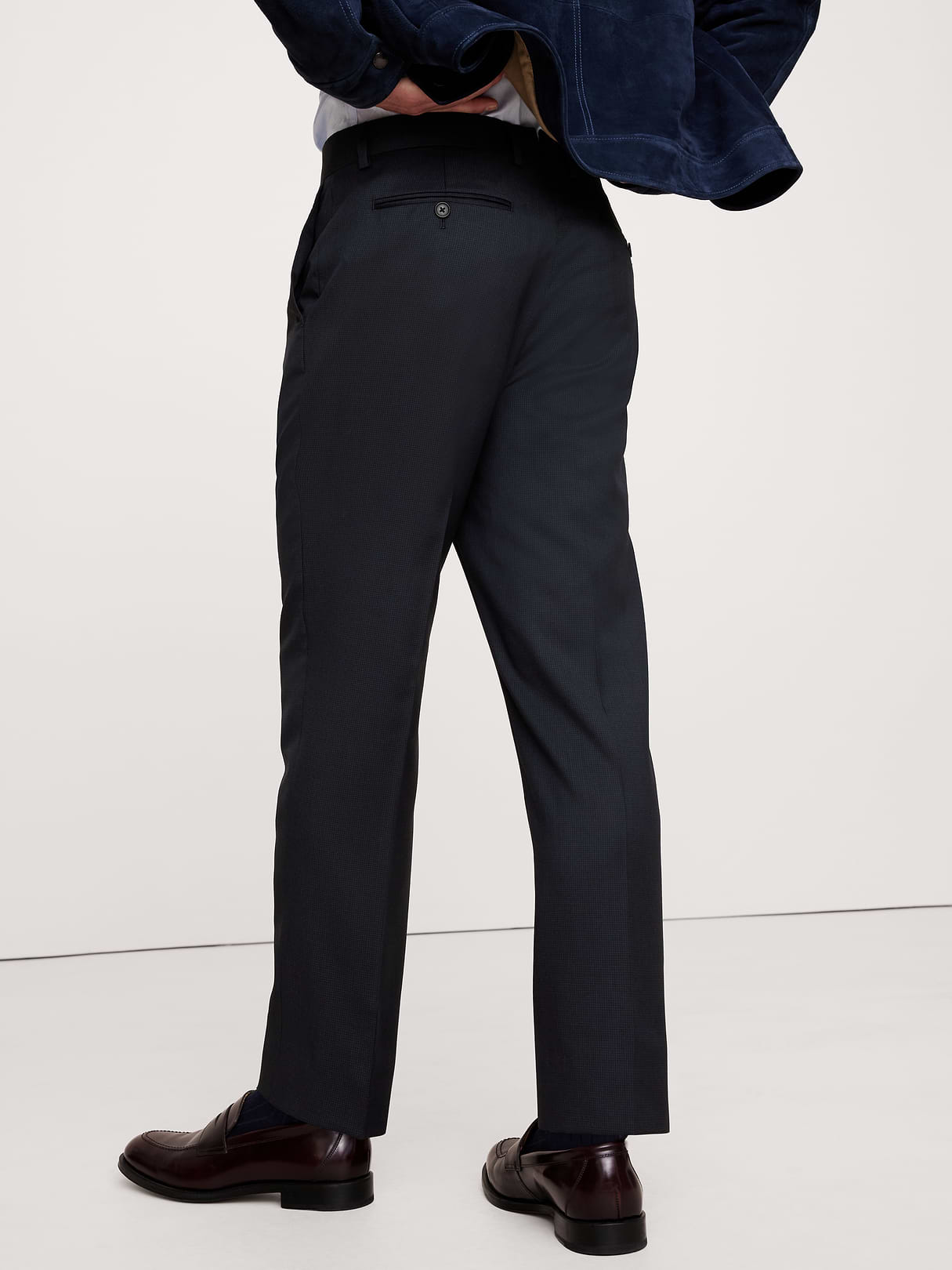 Signature Italian Houndstooth Suit Pant - Navy Blue