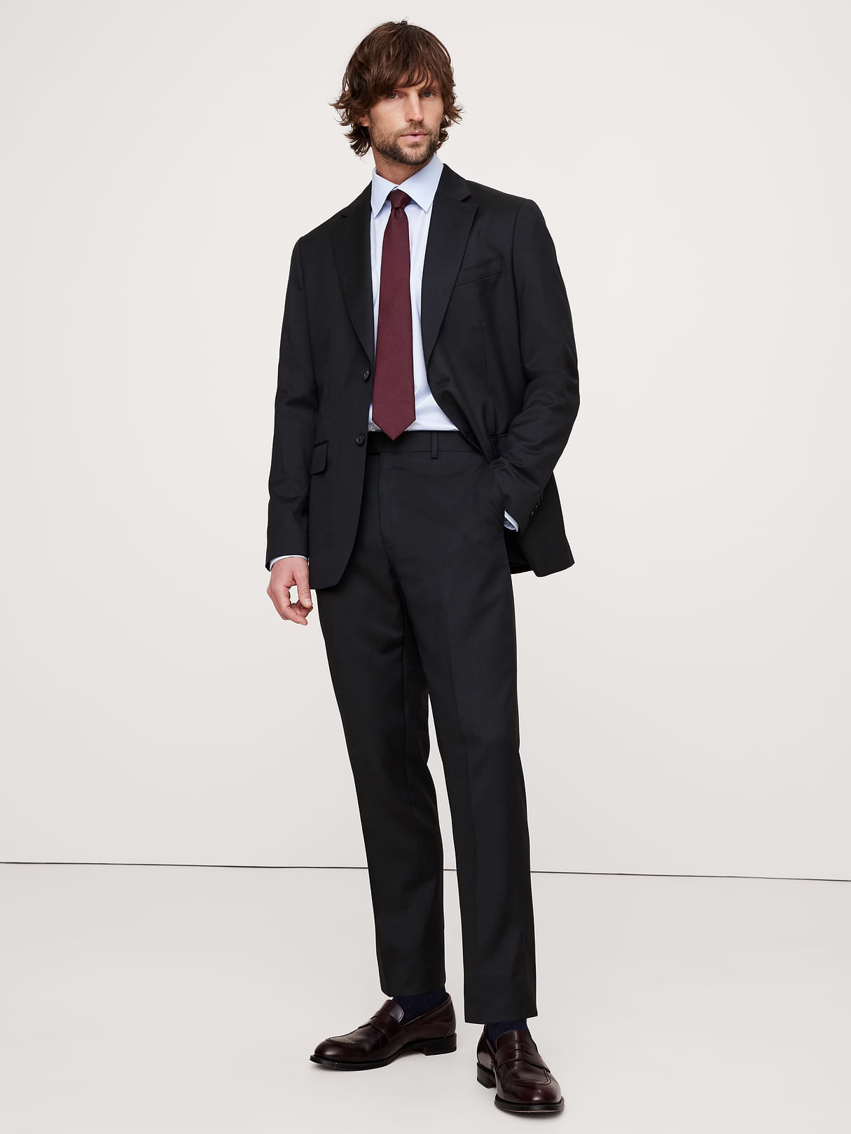 Signature Italian Houndstooth Suit Pant - Navy Blue