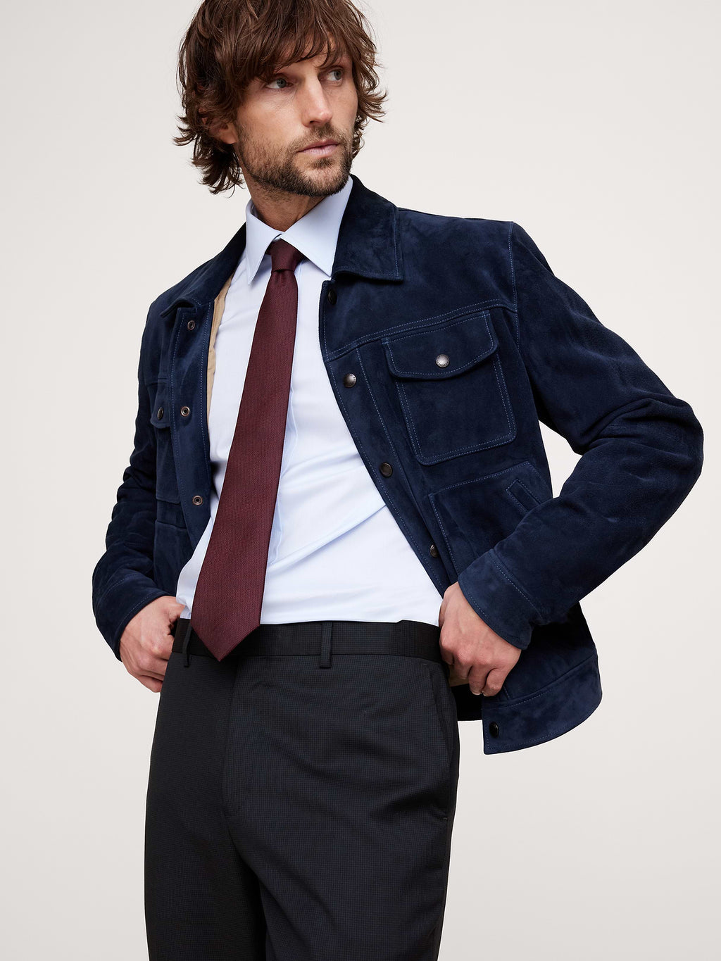 Signature Italian Houndstooth Suit Pant - Navy Blue