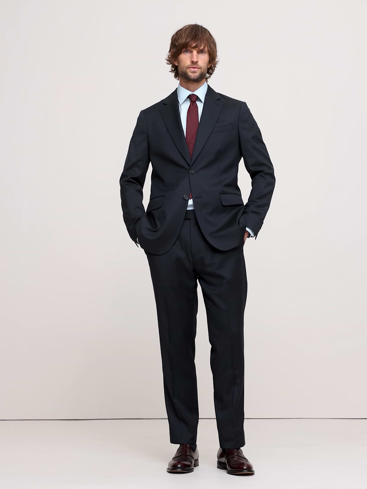 Signature Italian Houndstooth Suit Jacket - Navy Blue