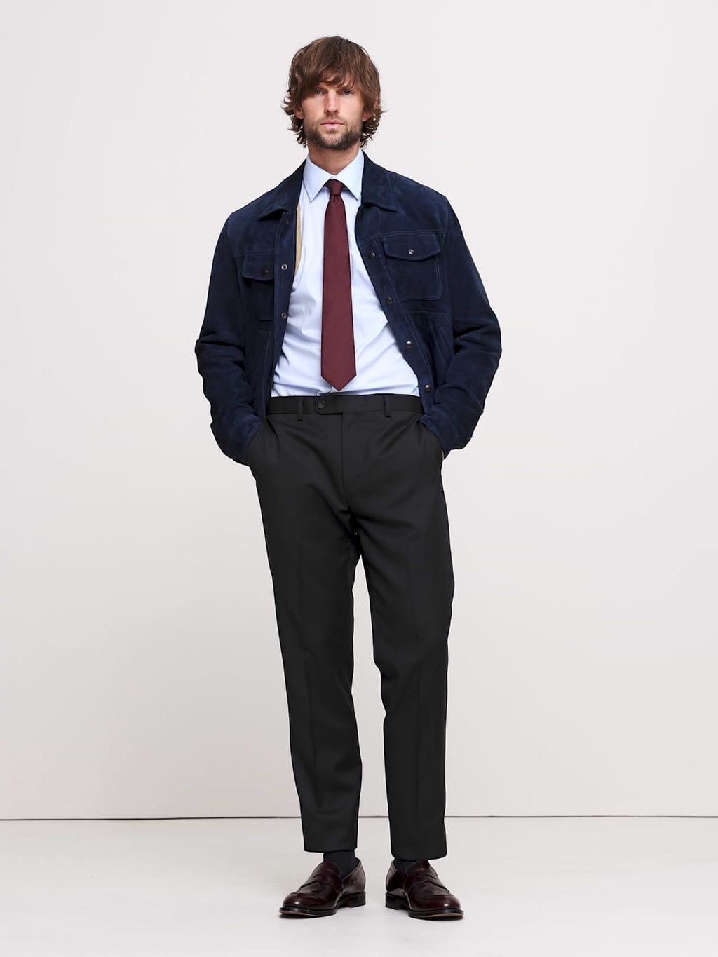 Signature Italian Houndstooth Suit Pant - Navy Blue