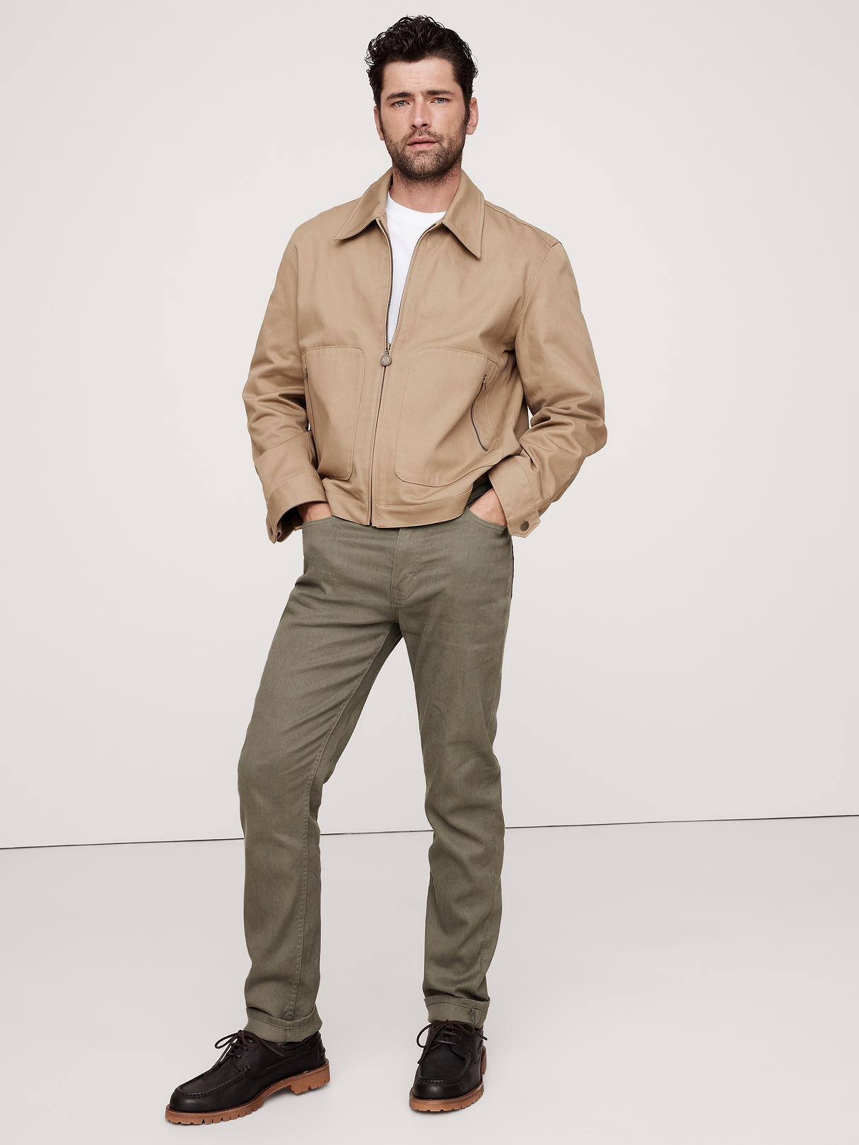 Slim Linen-Cotton Traveler Pant - Olive Green