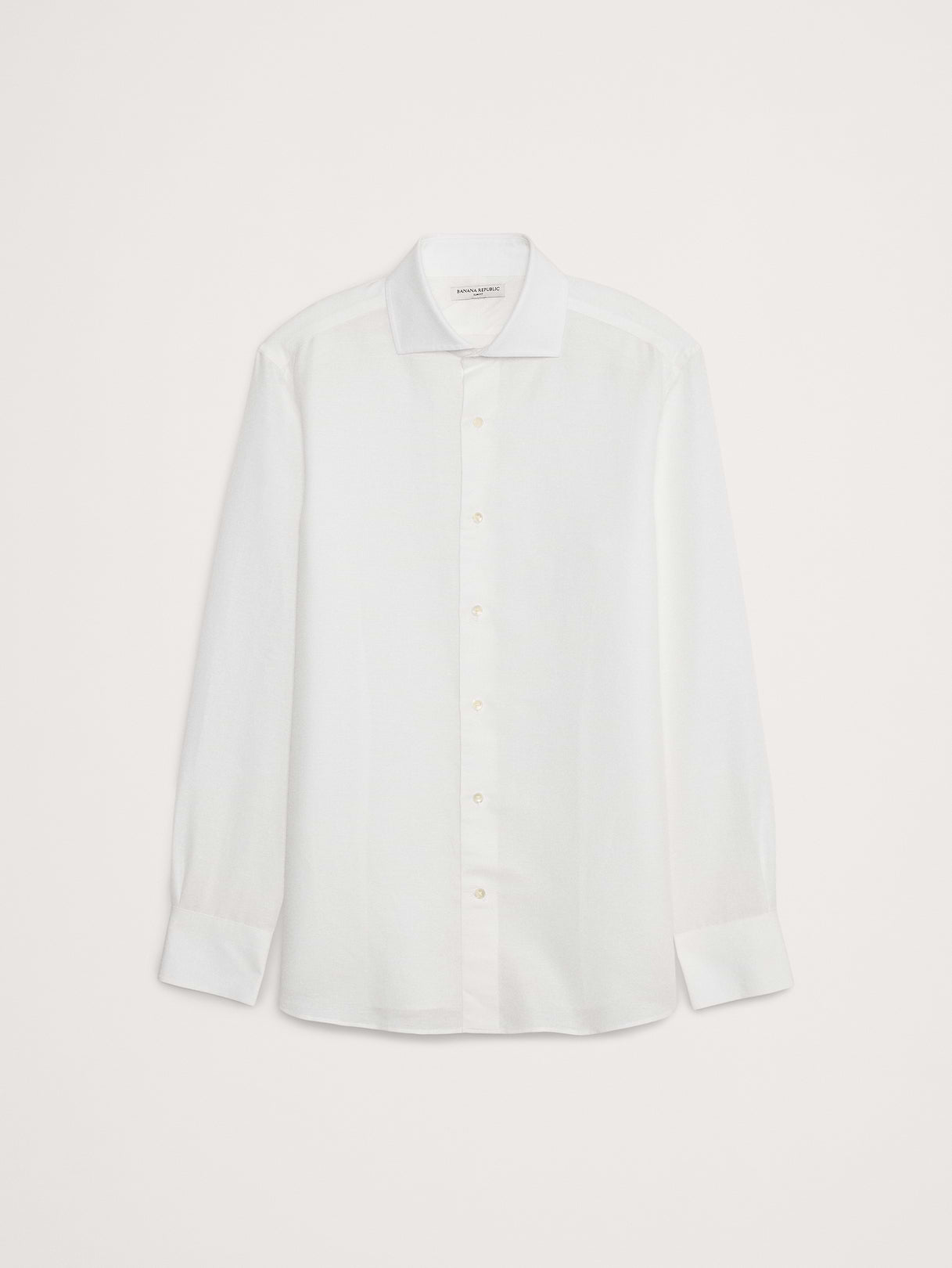 Slim-Fit Linen-Cotton Dress Shirt - White