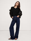 Cotton V-Neck Sweater - Black