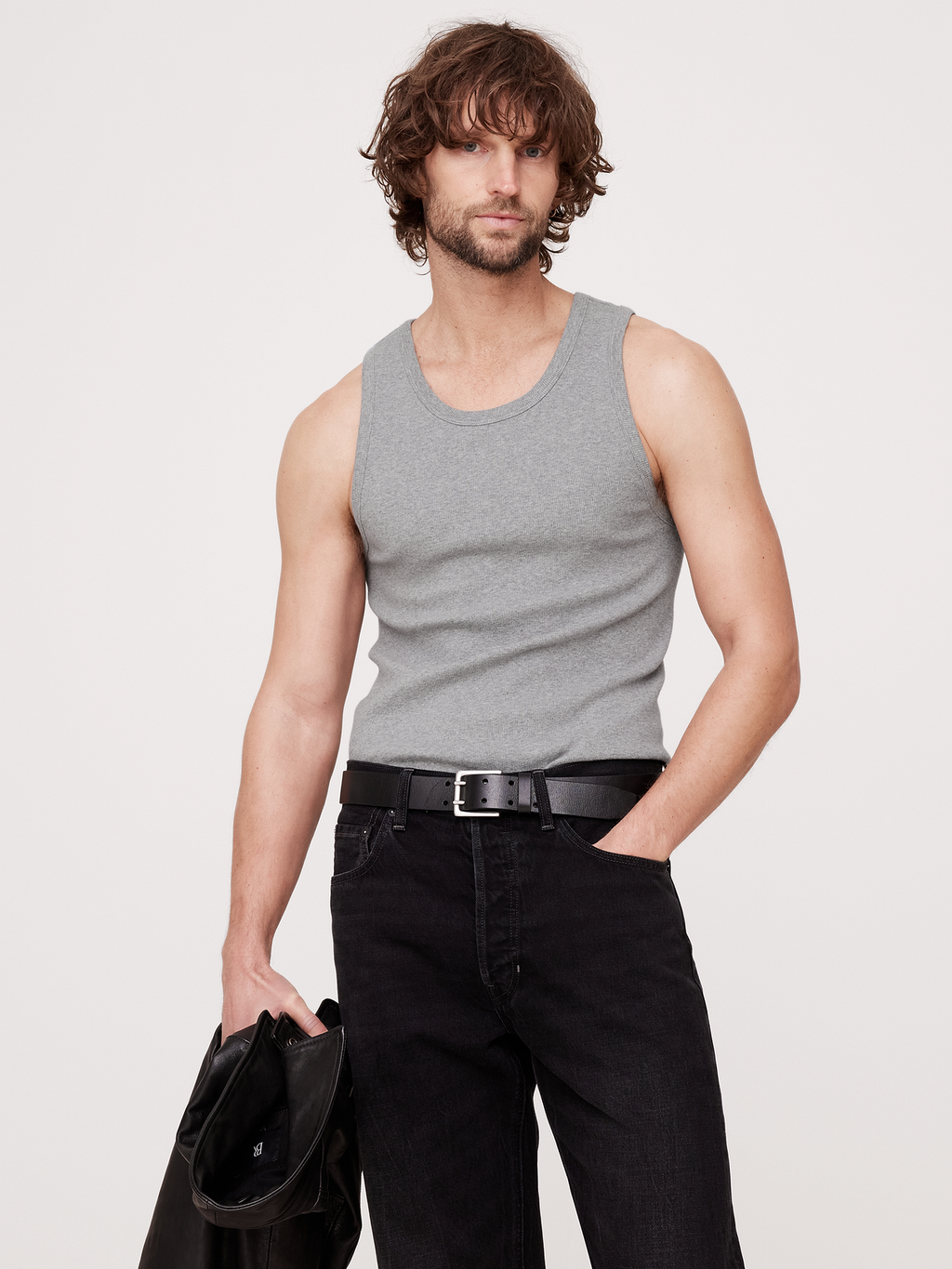Authentic Ribbed Tank - Heather Medium Gray