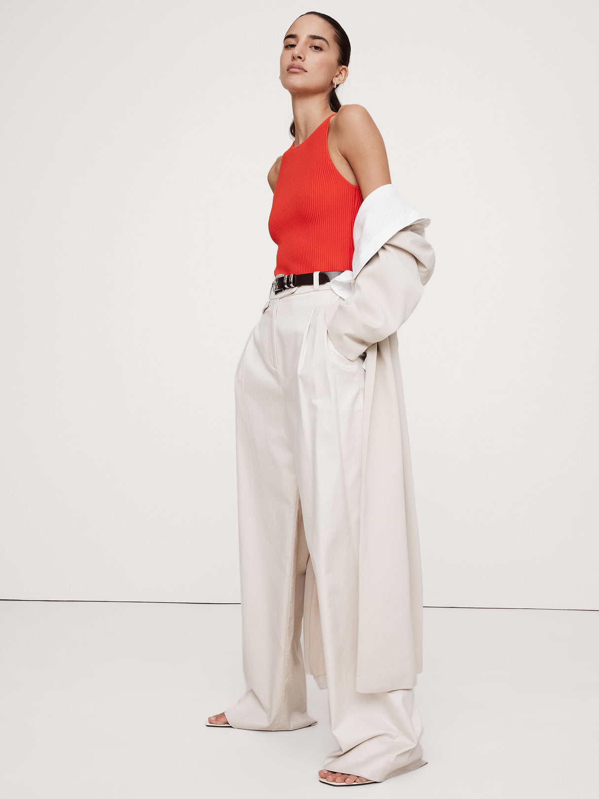 Sculpted Ribbed Tank - Blood Orange