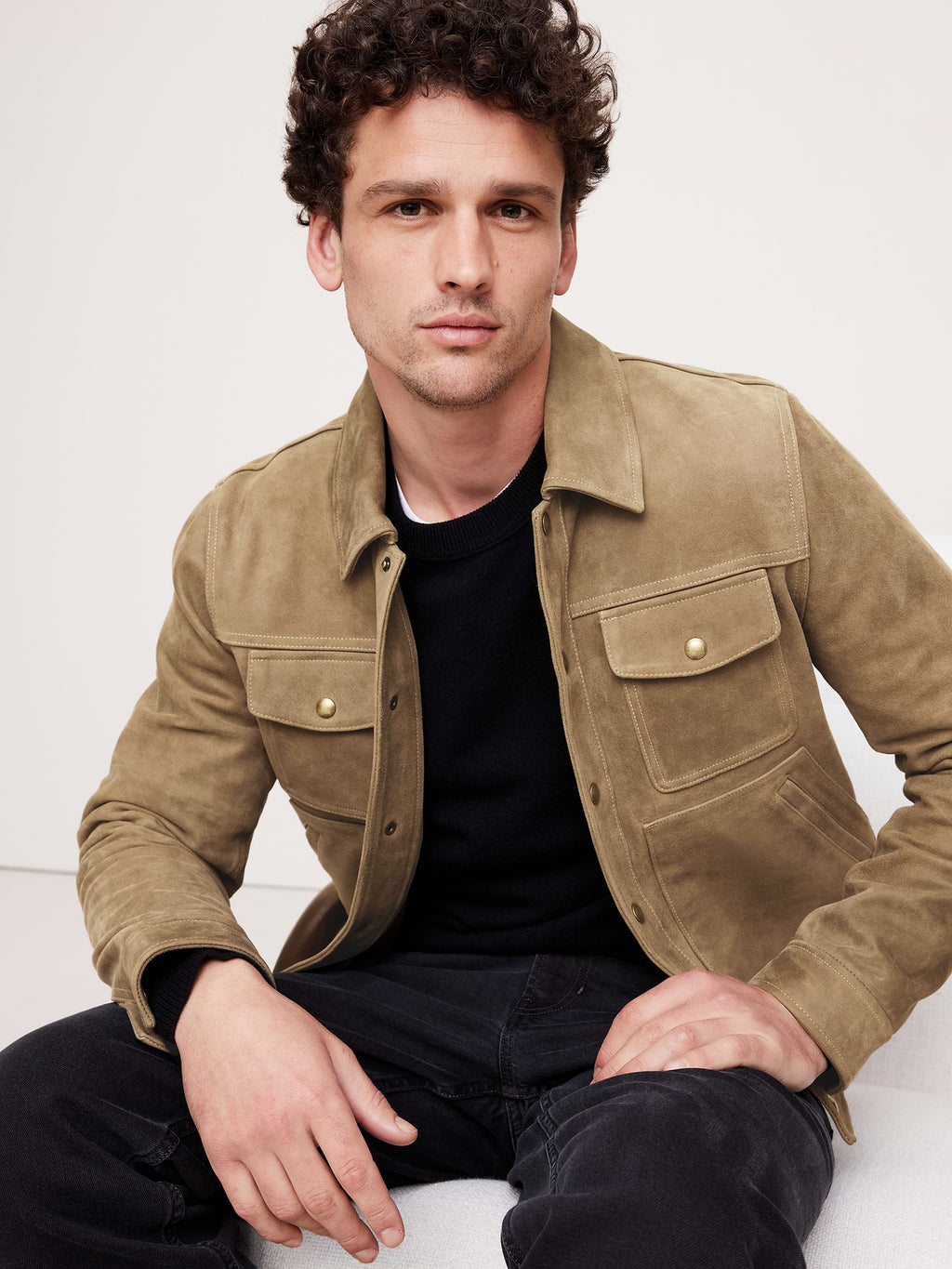 Nubuck Leather Trucker Jacket - Woodland Taupe