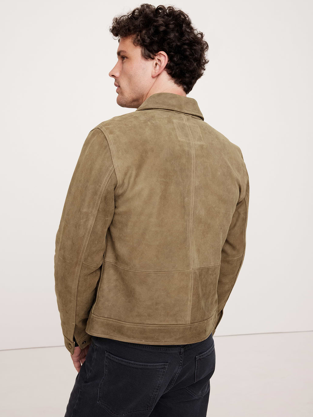 Nubuck Leather Trucker Jacket - Woodland Taupe
