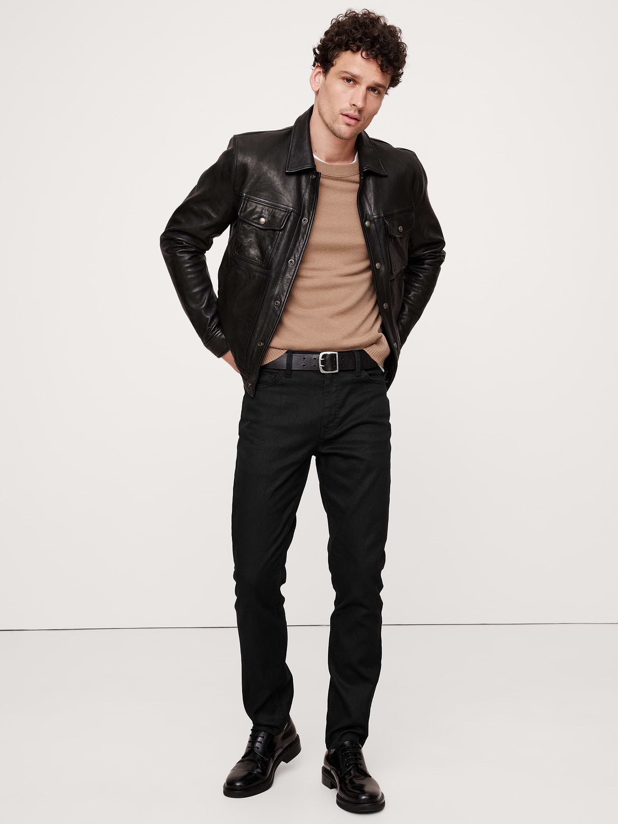 Slim Linen-Cotton Traveler Pant - Black