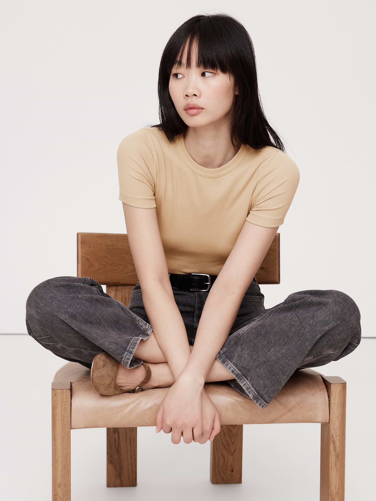 Ribbed Baby T-Shirt - Sandstone Beige