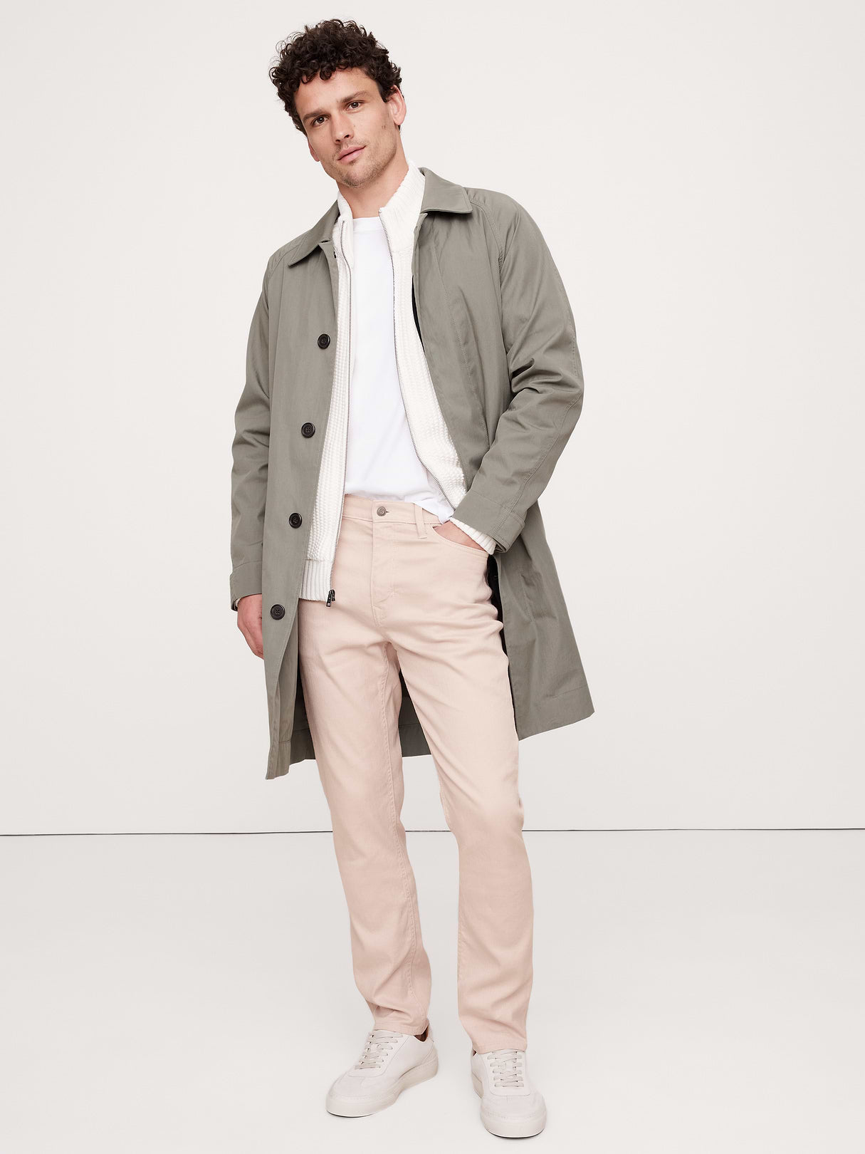 Slim Linen-Cotton Traveler Pant - Pink
