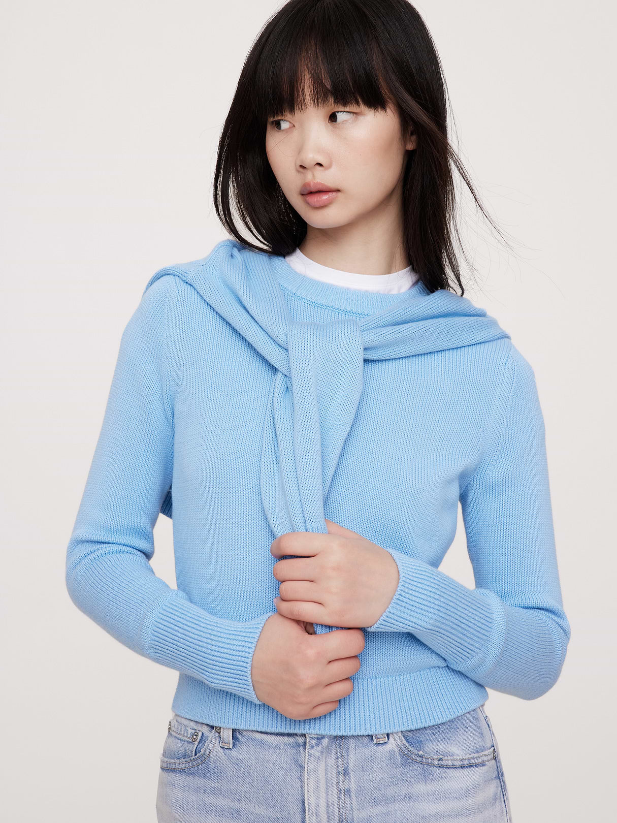 Larkspur Cotton-Silk Shrunken Sweater - High Dive Blue