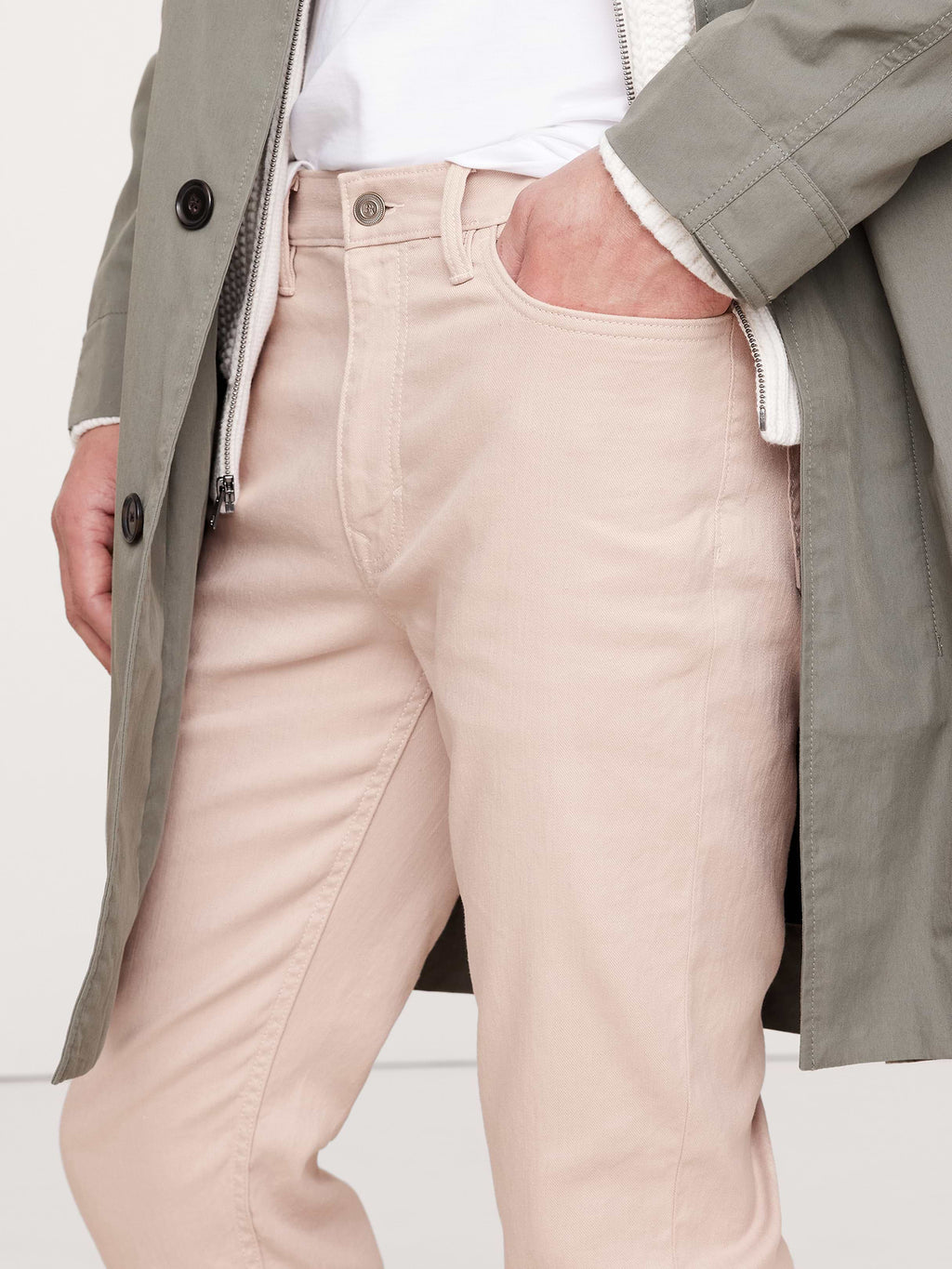 Slim Linen-Cotton Traveler Pant - Pink