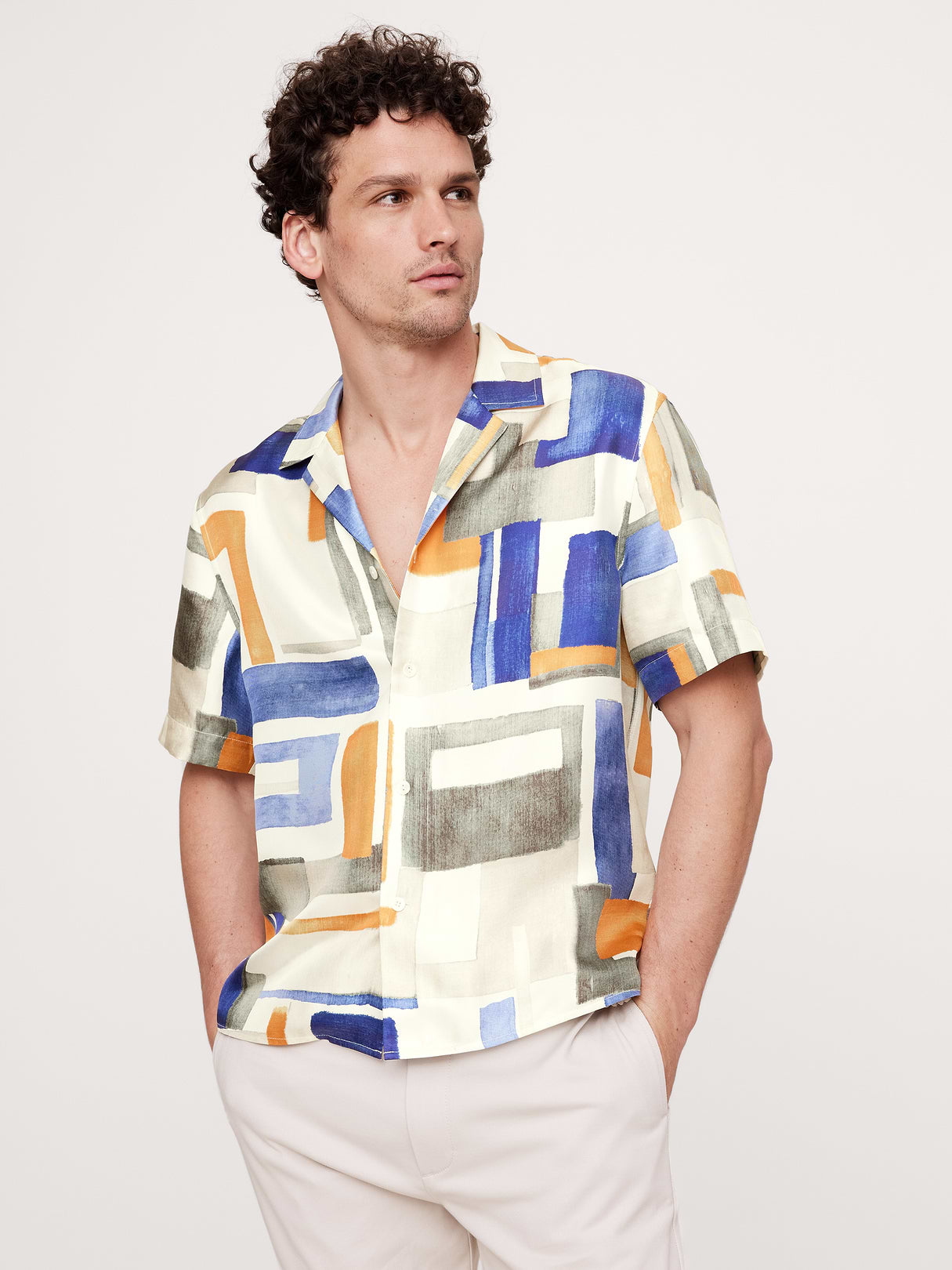 Standard-Fit Silk Resort Shirt - Multi