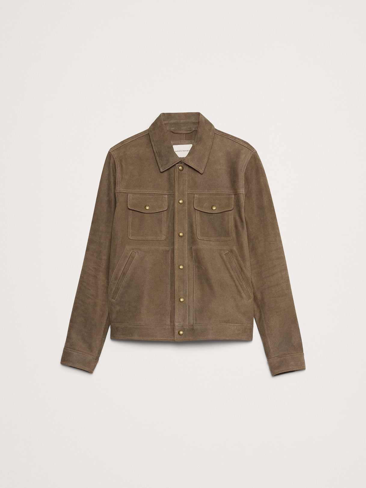 Nubuck Leather Trucker Jacket - Woodland Taupe