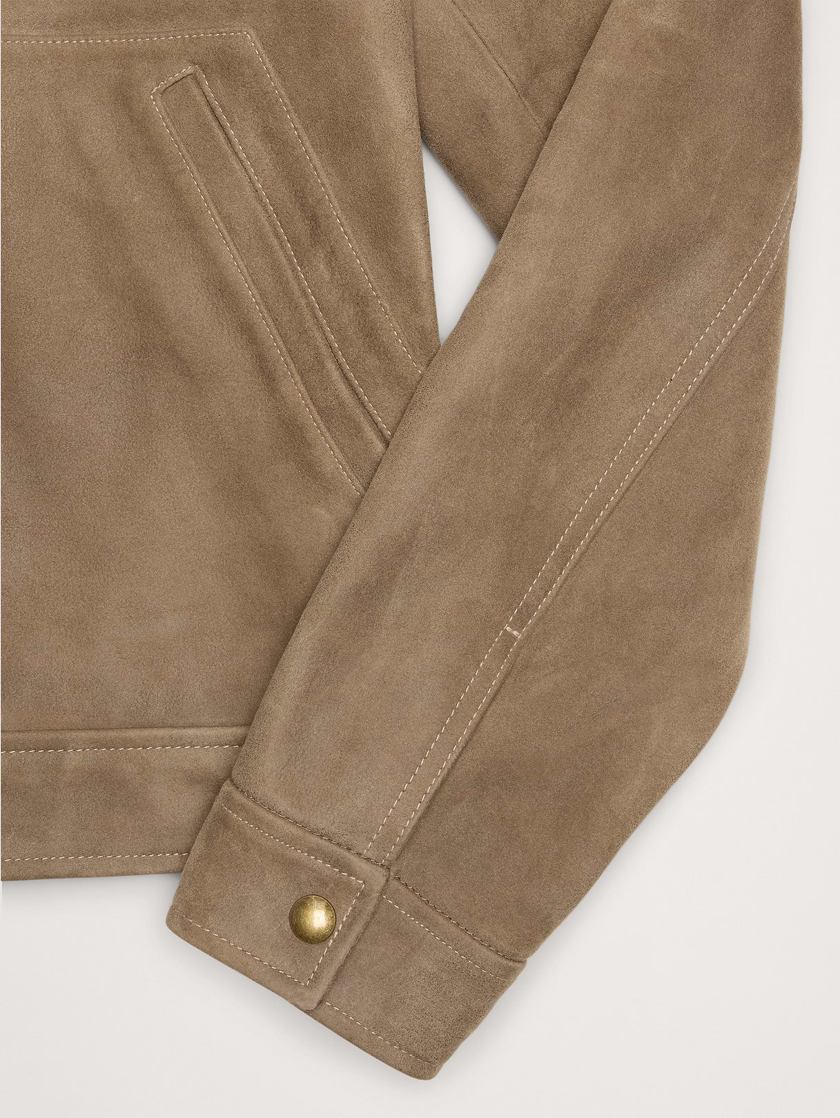 Nubuck Leather Trucker Jacket - Woodland Taupe