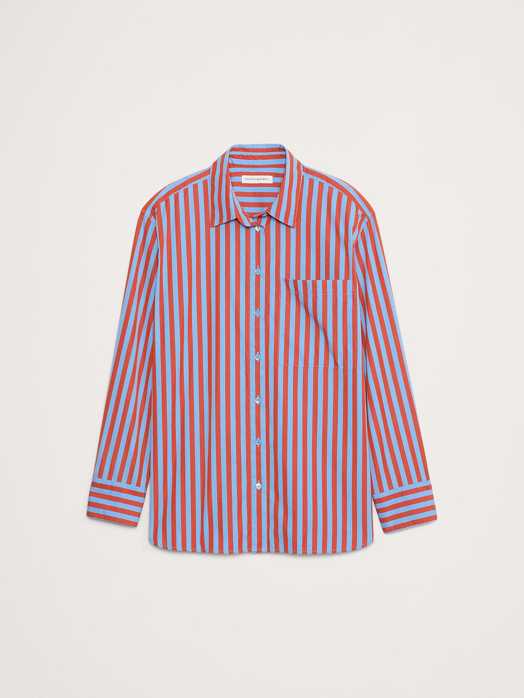 The Oversized Shirt in Cotton Poplin - Orange Stripe