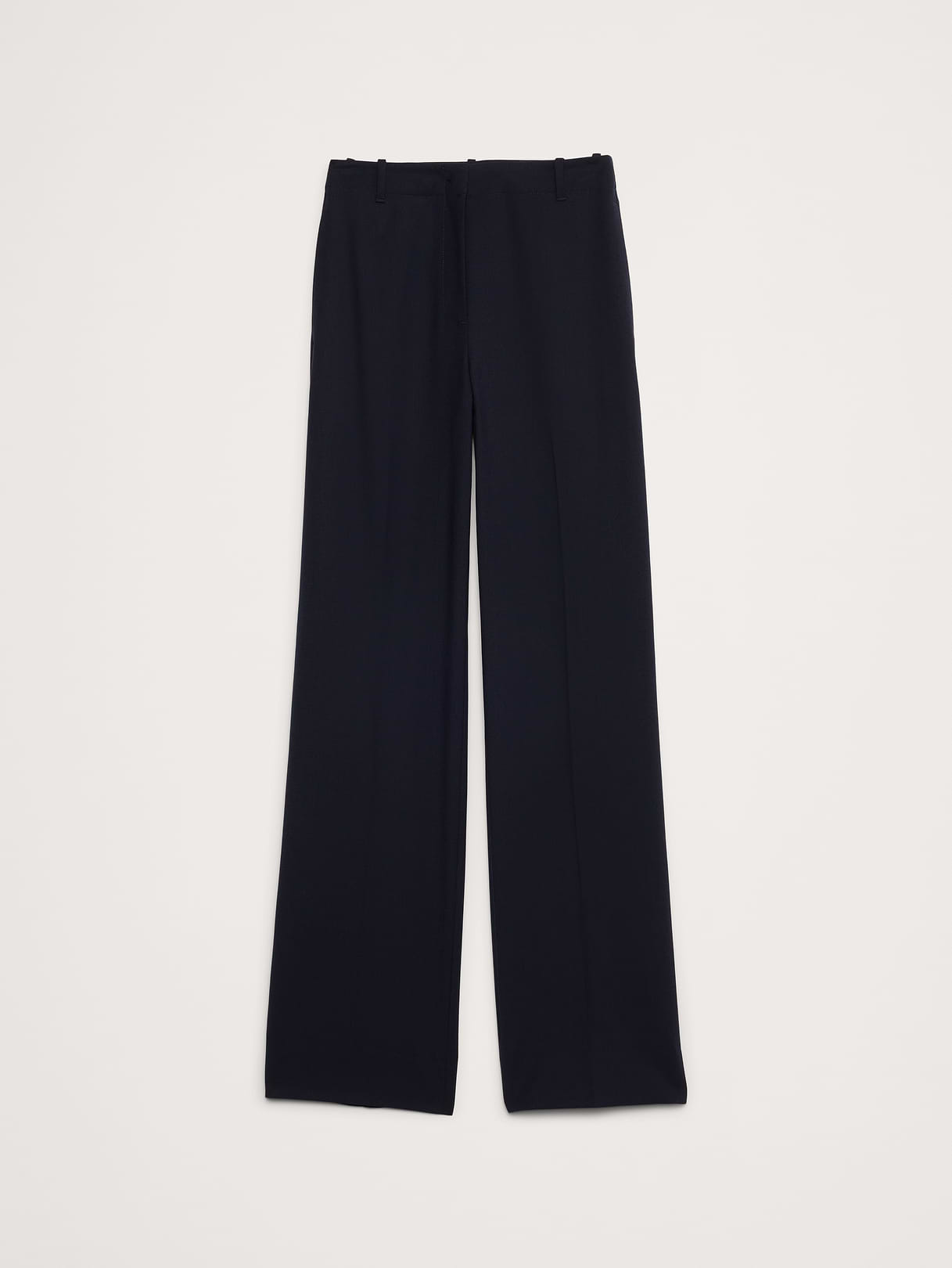 Ultra High-Rise Modern Straight Italian Lightweight Wool Pant - Navy Blue