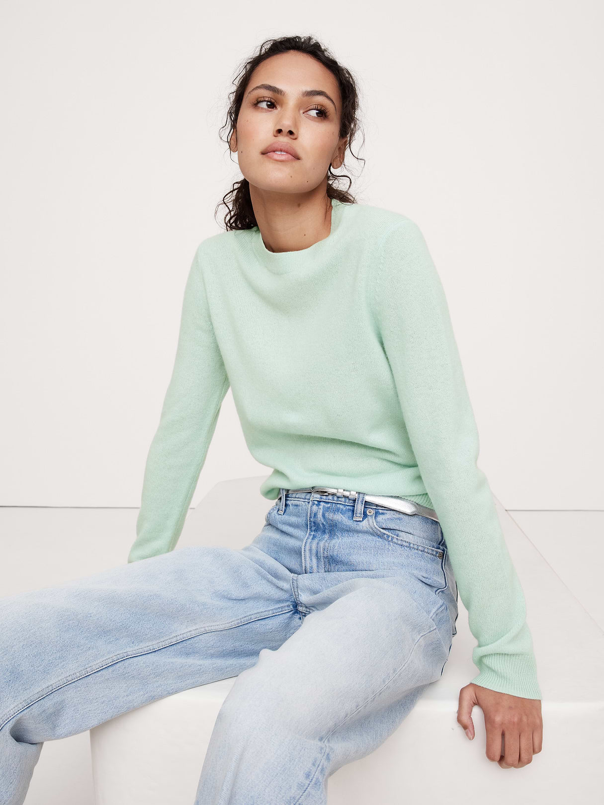 Lightweight Cashmere Crew-Neck Sweater - Surf Spray Green